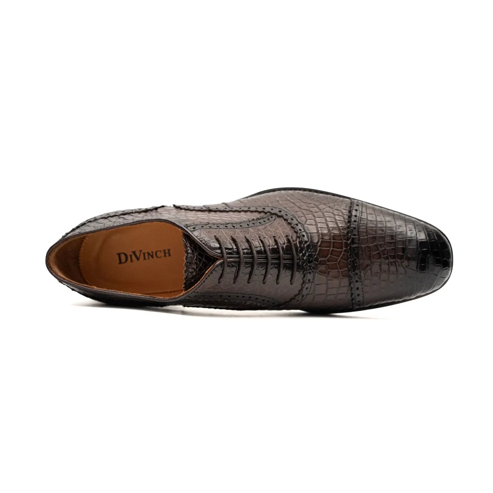 Dark Croc-Embossed Cap-Toe Oxford