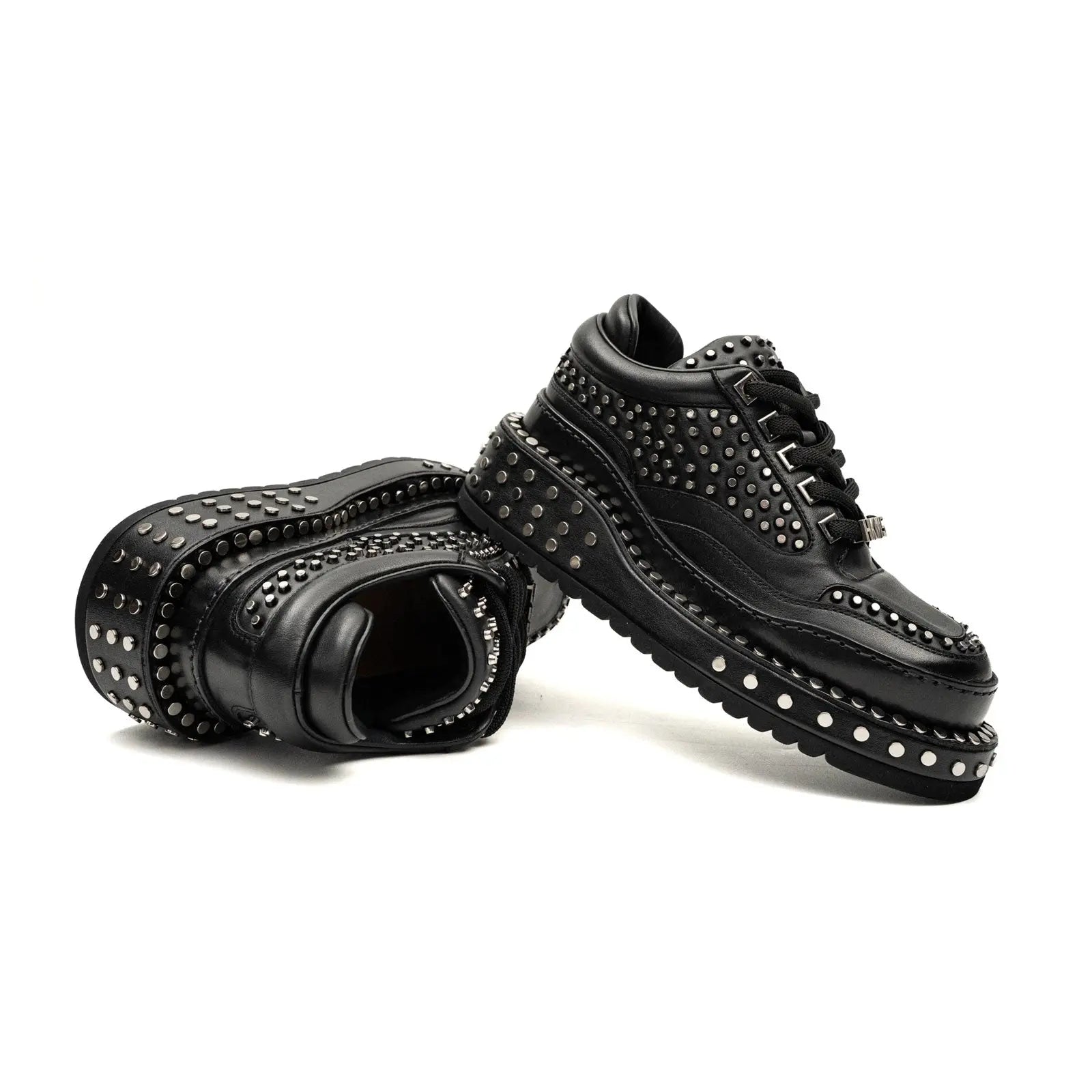 Black Studded Platform Sneaker