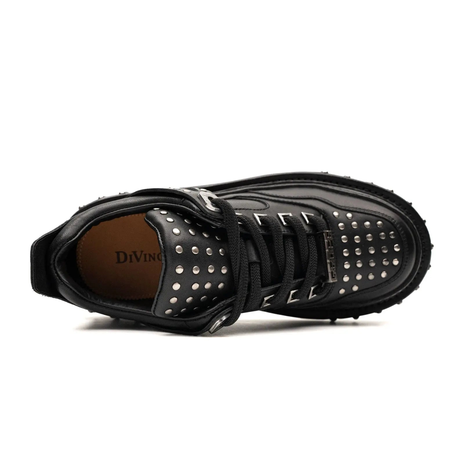 Black Studded Platform Sneaker