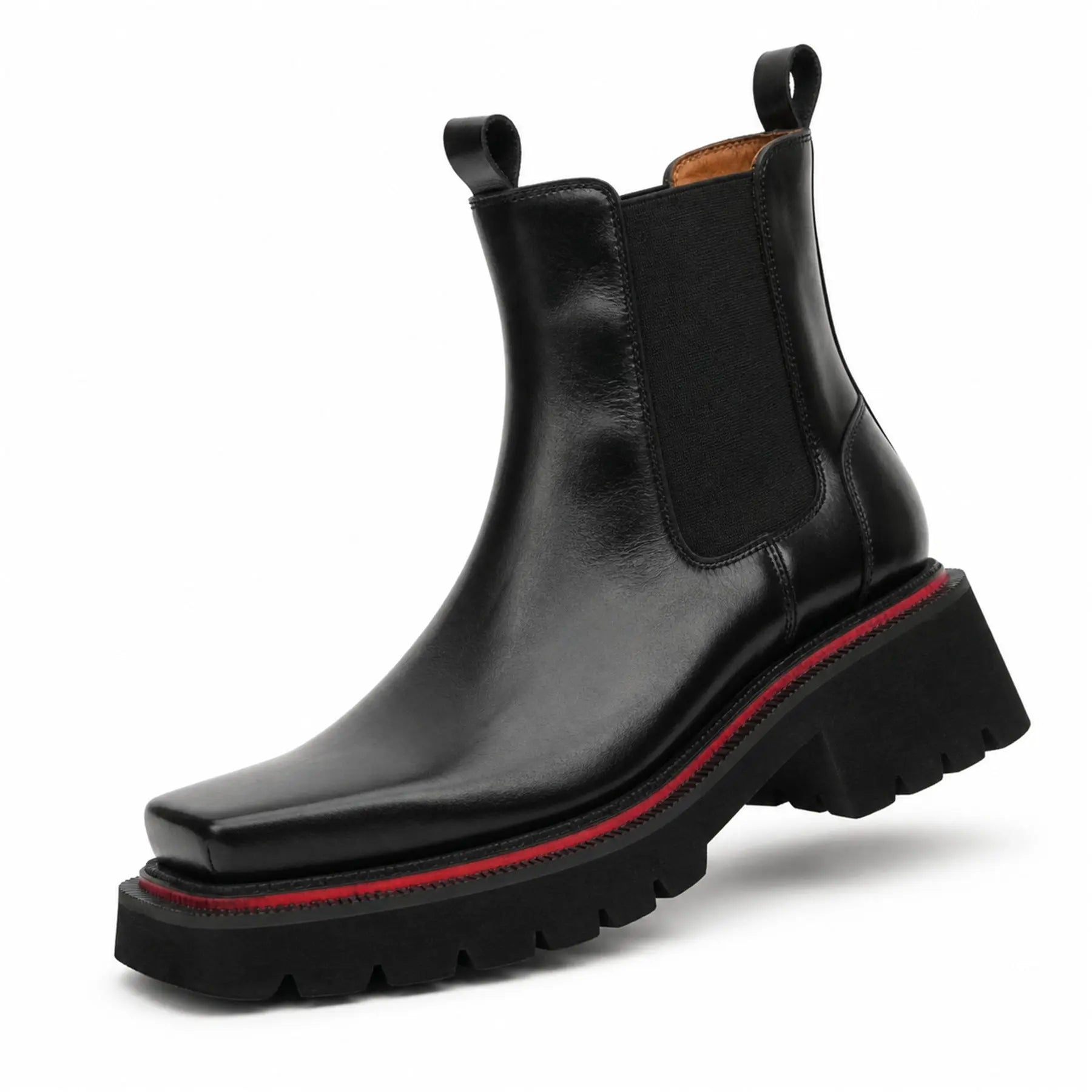 Black Lug-Sole Chelsea Boots for Men