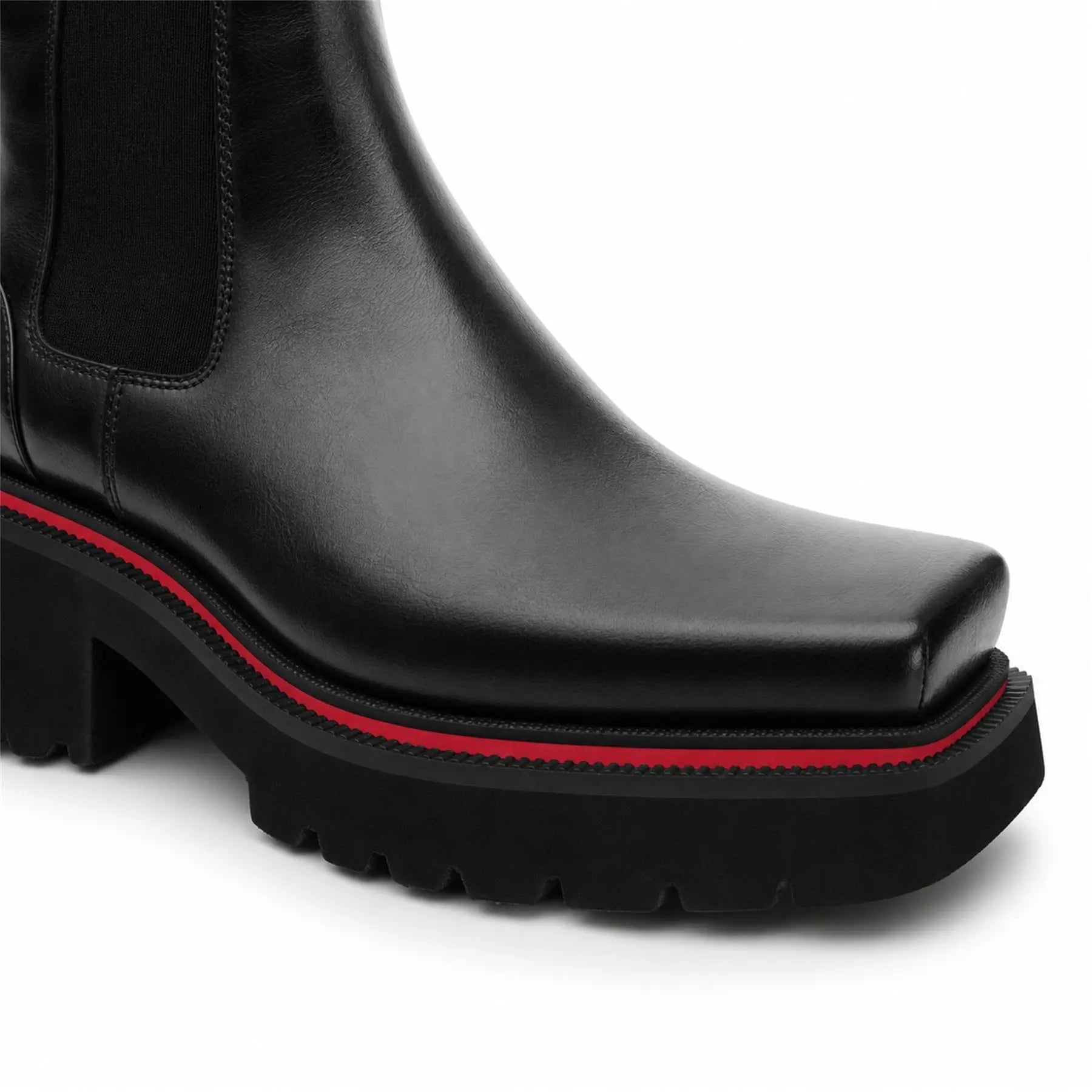 Black Lug-Sole Chelsea Boots for Men