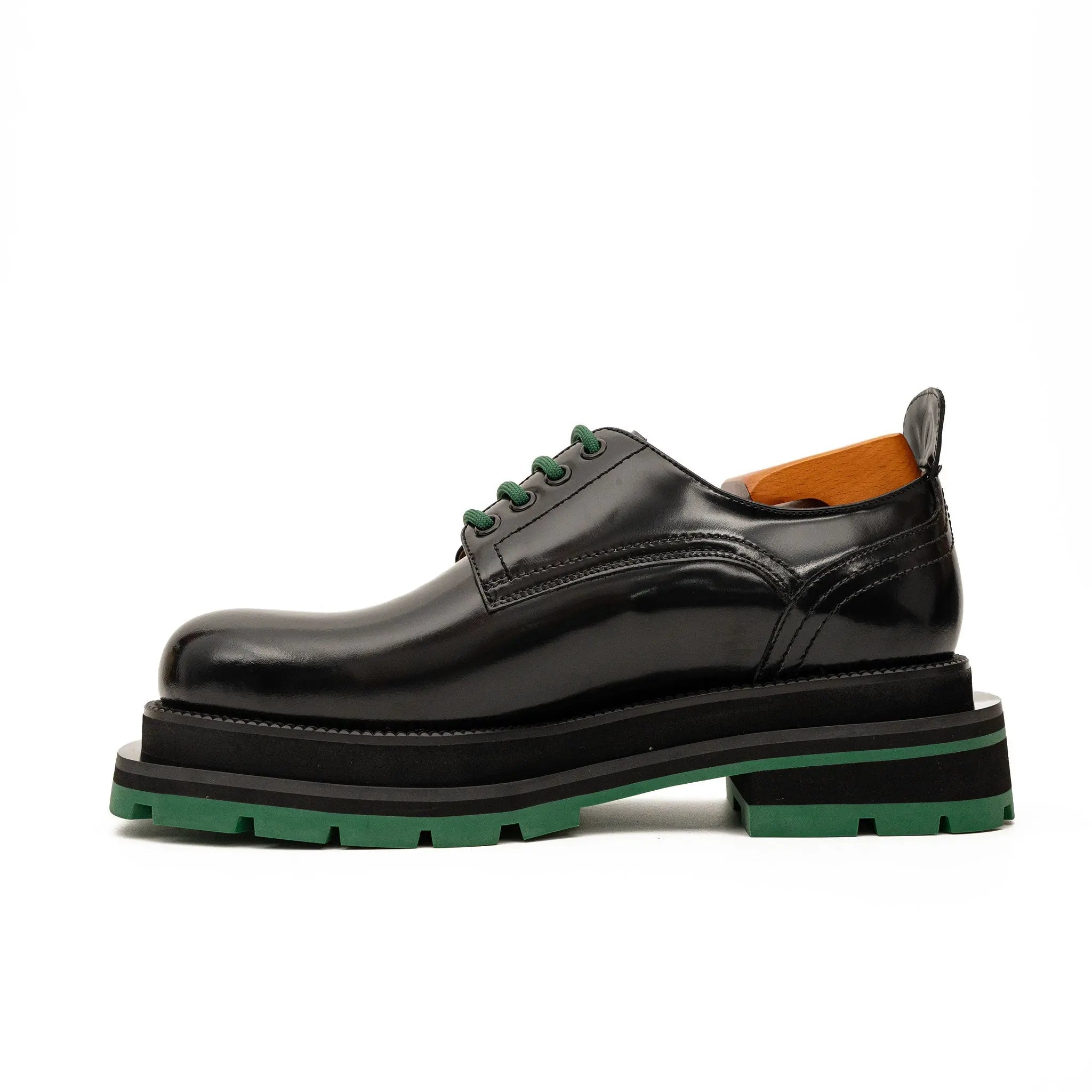 Black Patent Derby with Green Laces