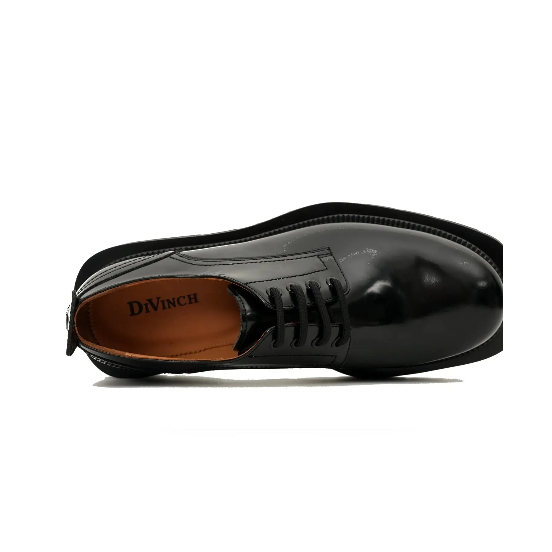 Black Polished Lug Sole Derby Shoes