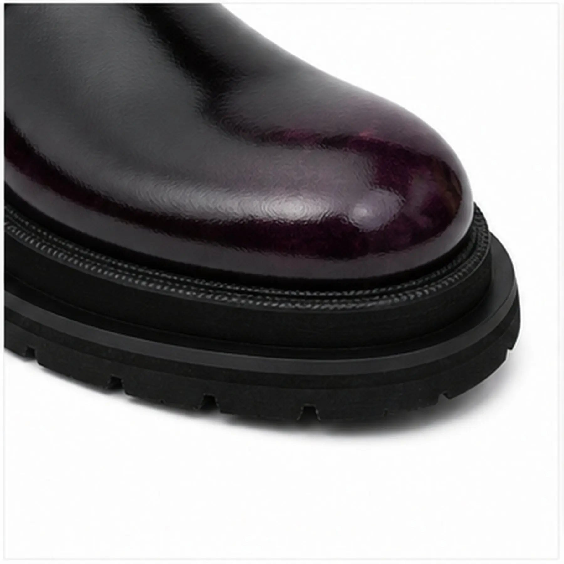 Black Purple Lug-Sole Derby Shoes