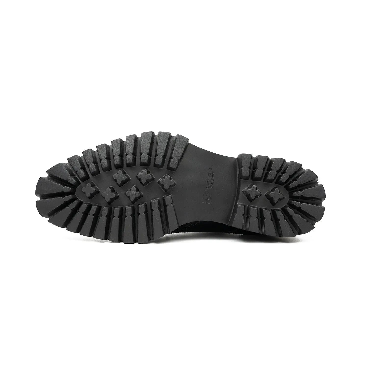 Black Brogue Derby Shoes with Lug Sole