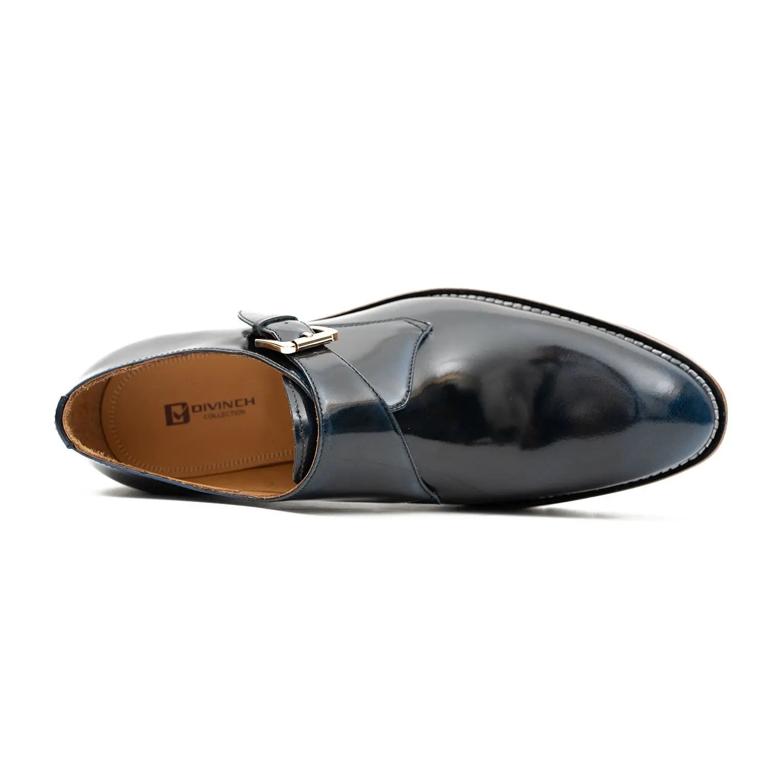 Navy Single Monk Lug Sole Shoe