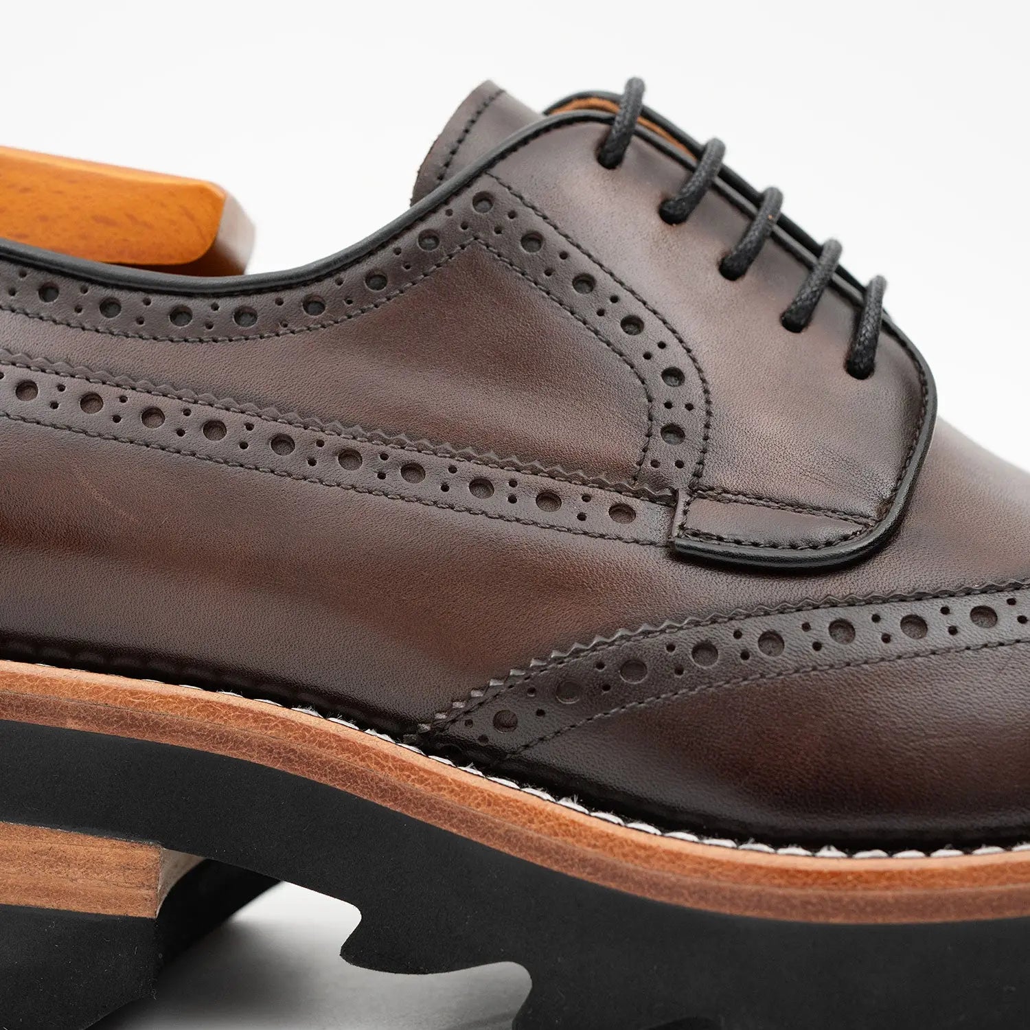 Brown Brogue Derby with Lug Sole