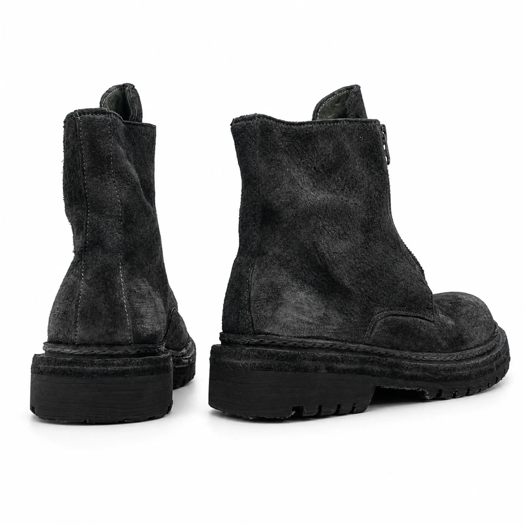 Charcoal Black Suede Zip Boots for Men