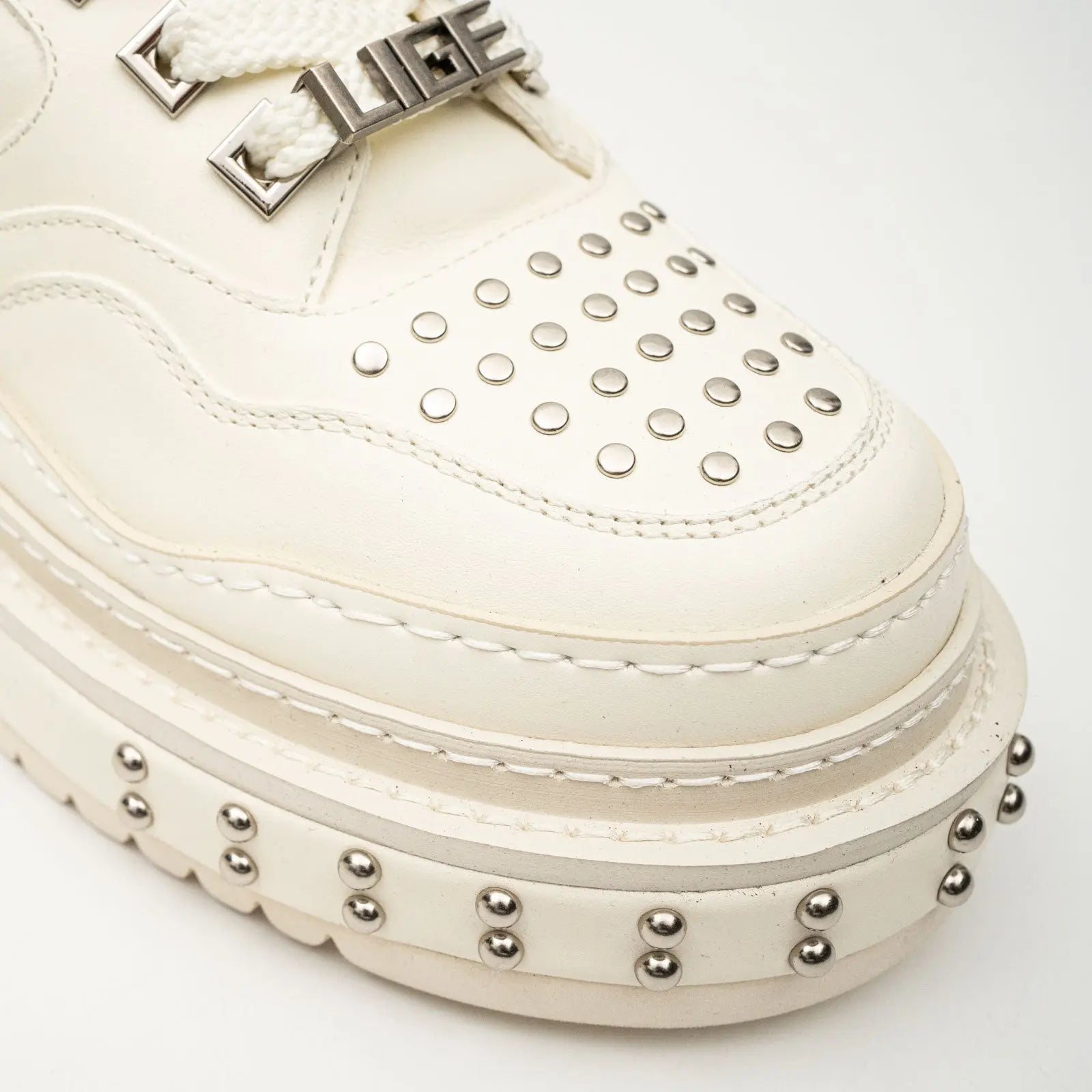 Ivory Studded Platform Sneaker