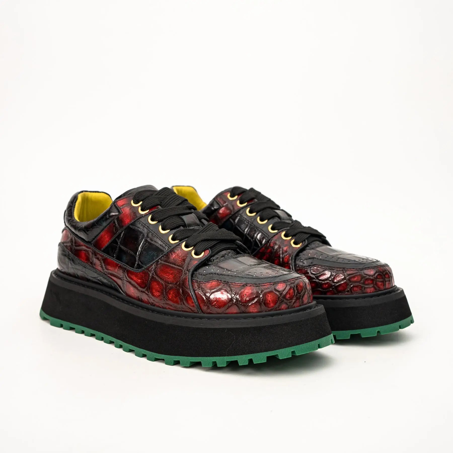 Crimson Crocodile Platform Sneaker
