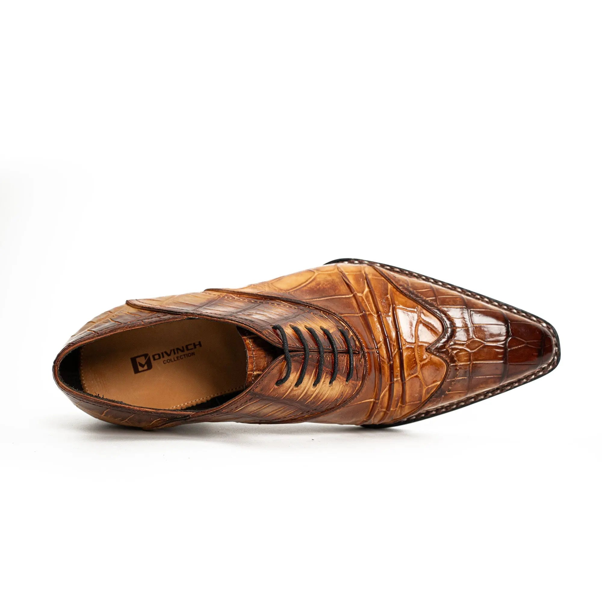 Cognac Crocodile Oxford Dress Shoe