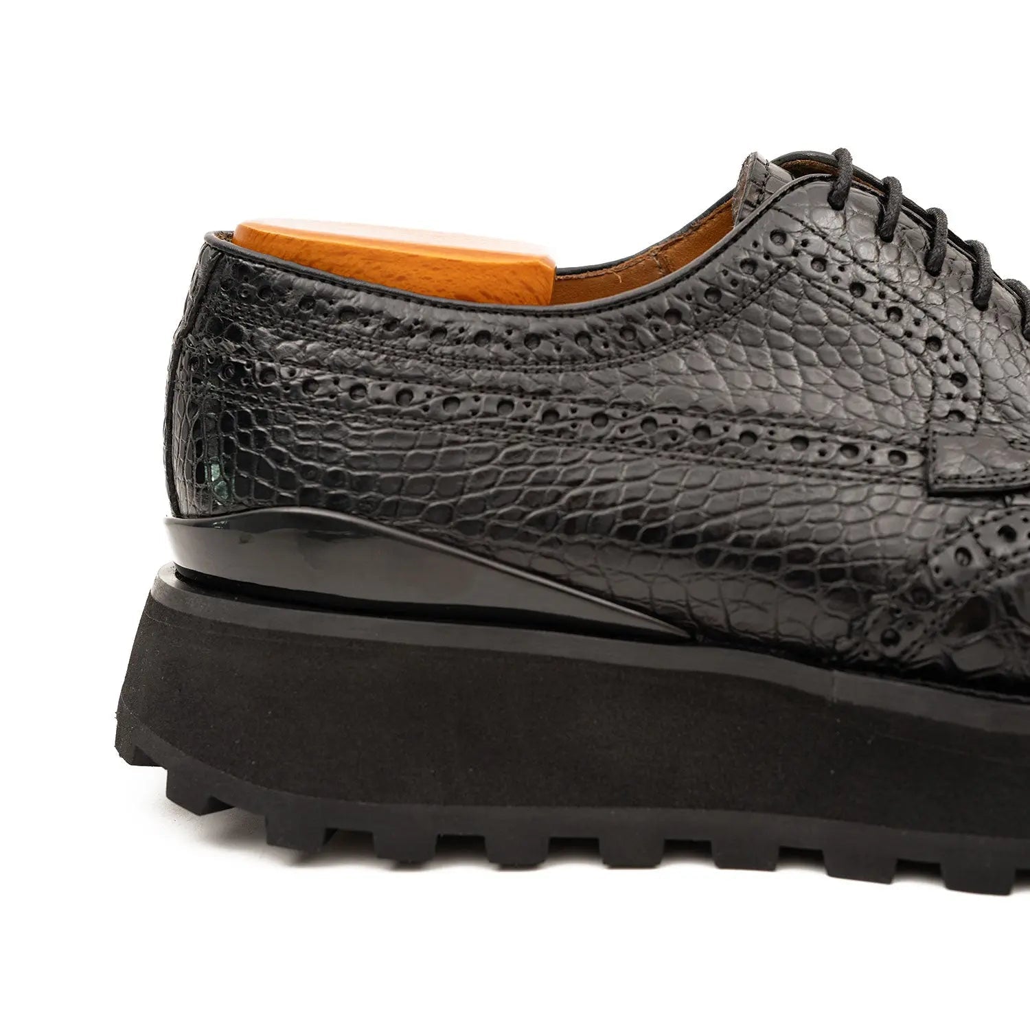 Black Croc Lug Derby