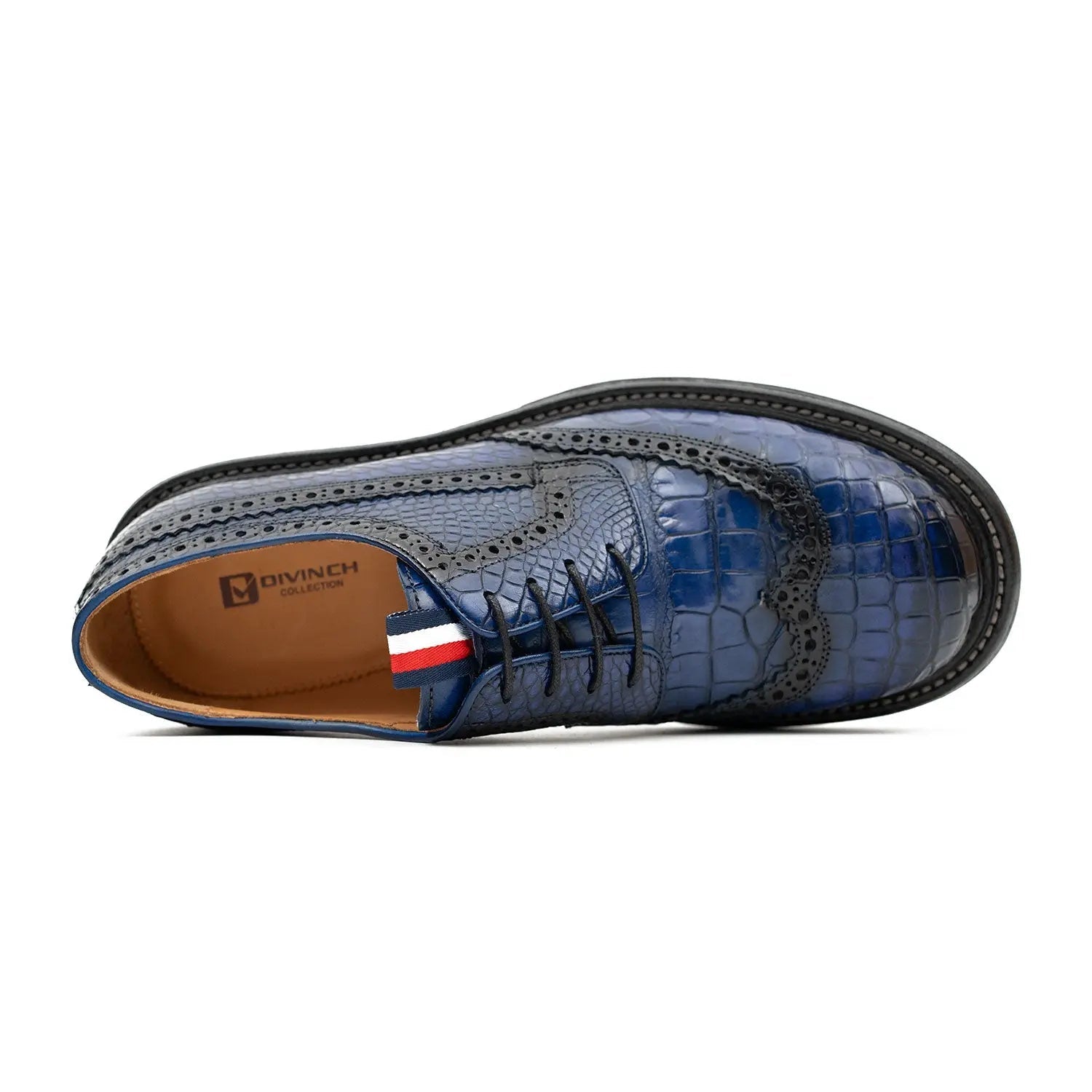 Blue Crocodile Lug Derby Shoes