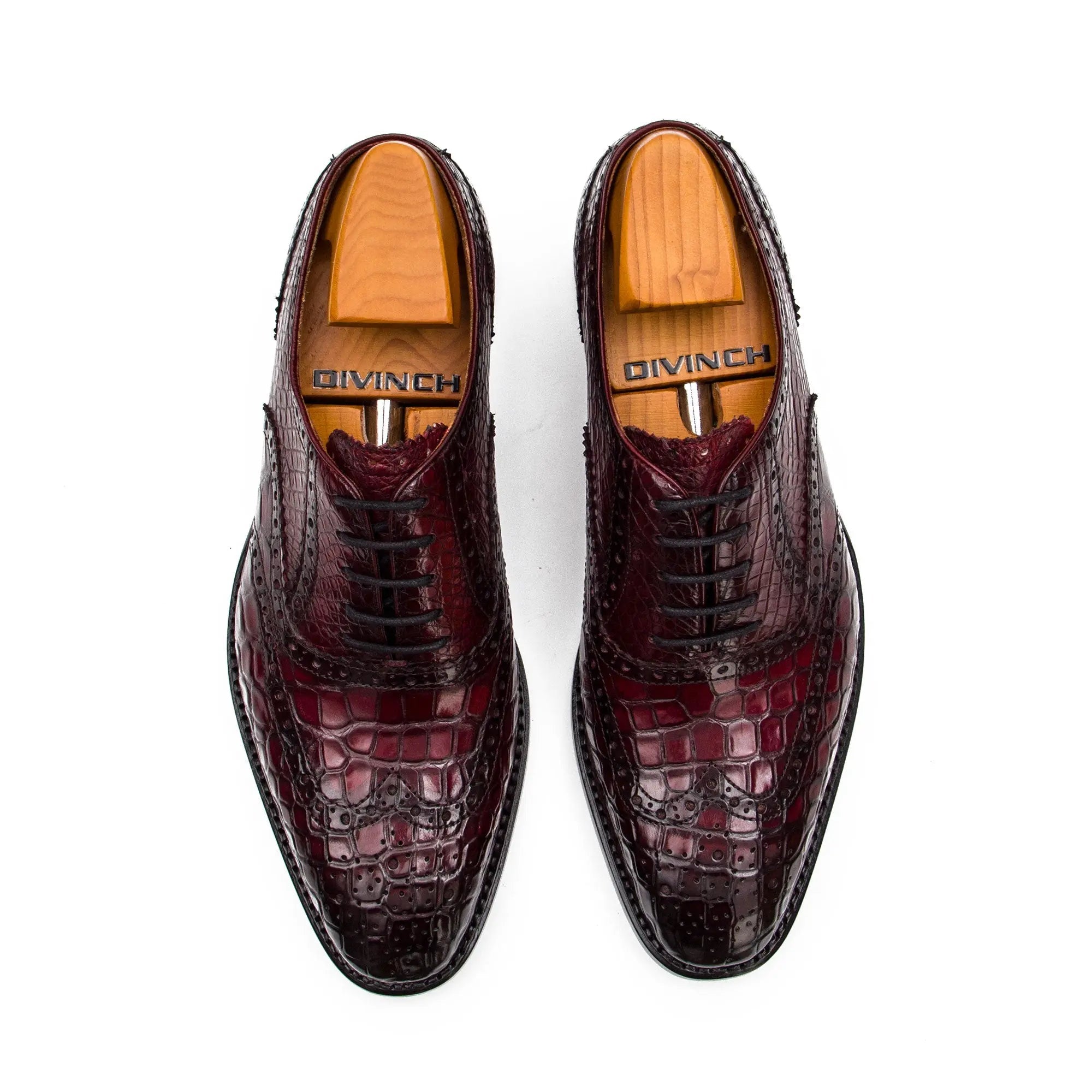 Burgundy Crocodile Wingtip Oxford