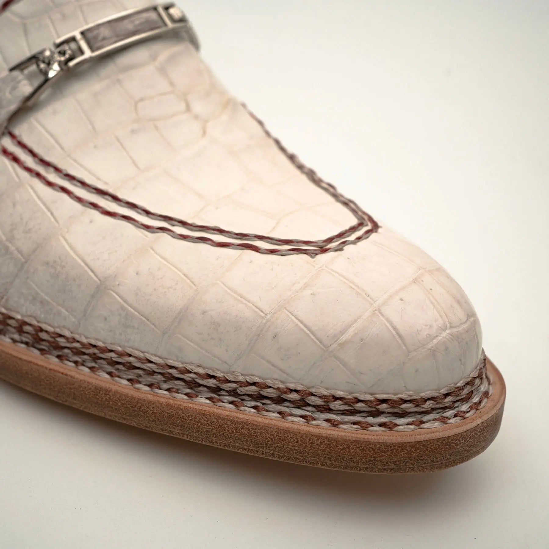 Ivory Crocodile-Textured Loafer
