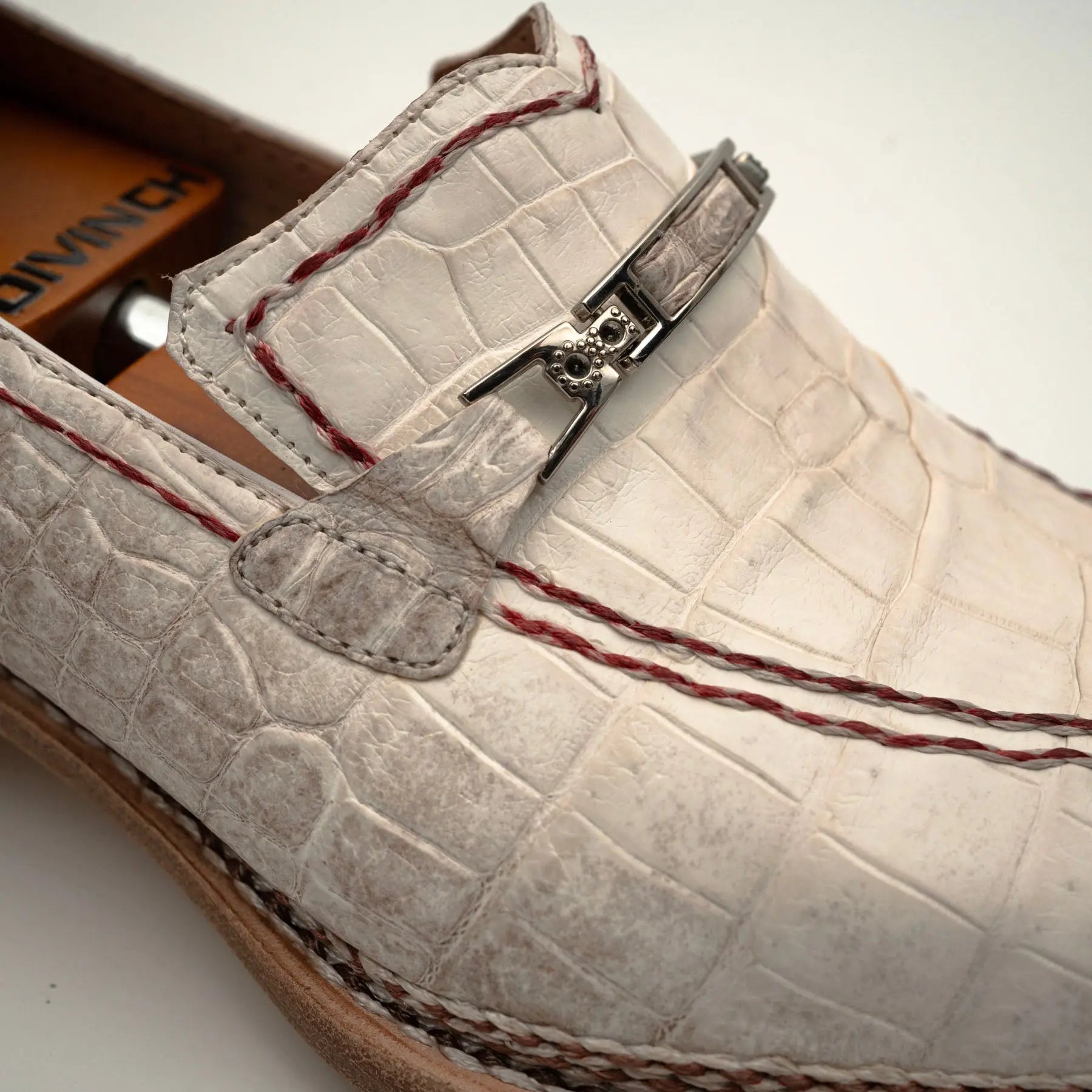 Ivory Crocodile-Textured Loafer