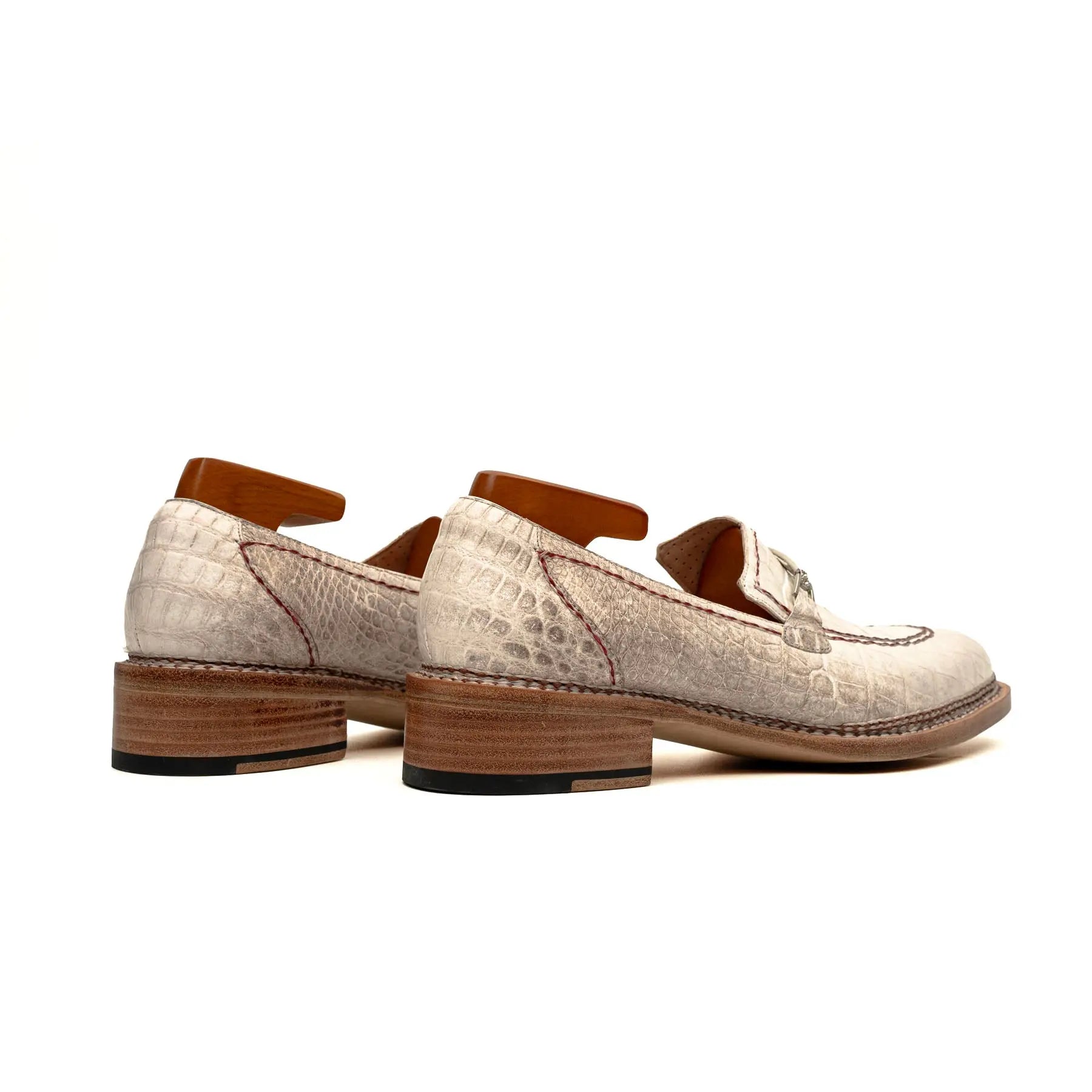 Ivory Crocodile-Textured Loafer