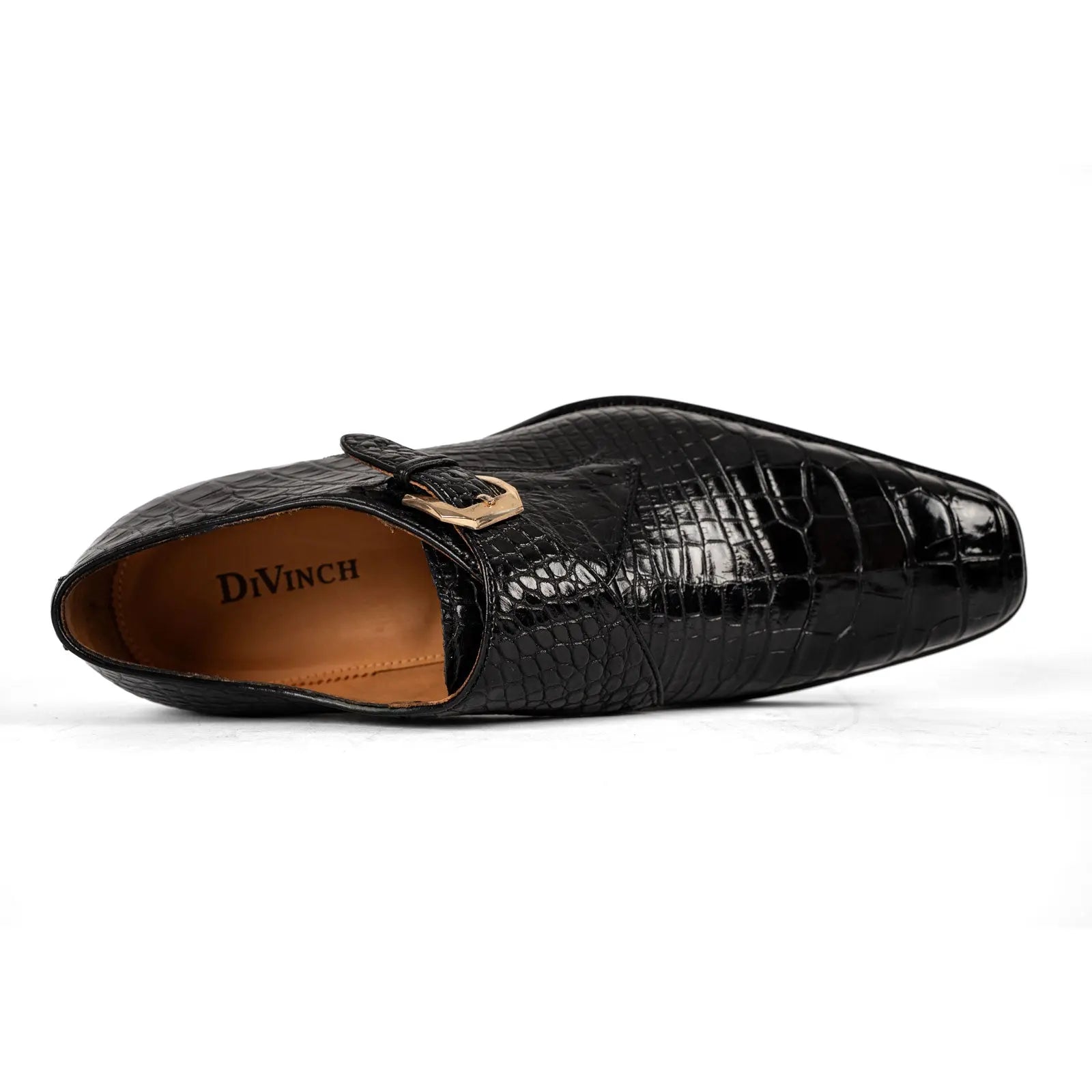 Black Crocodile Monk Strap