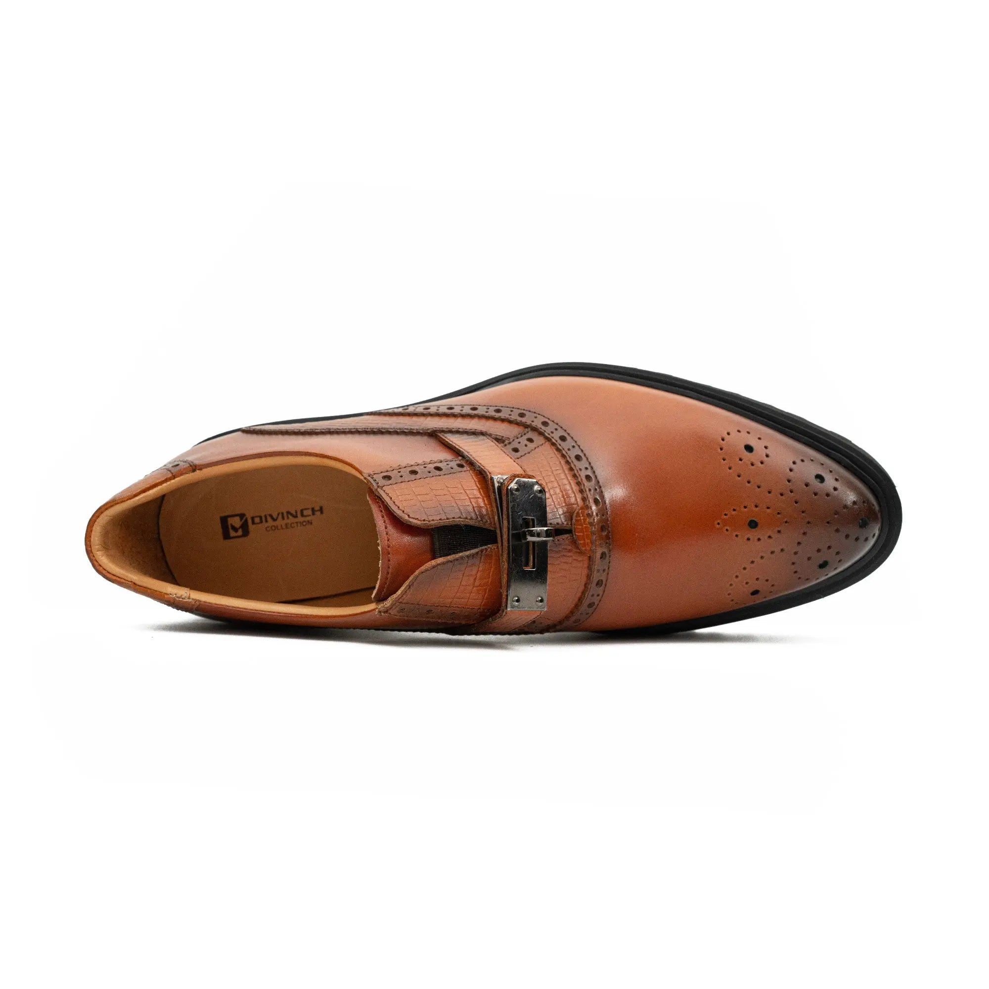 Cognac Croc-Trim Lug Loafer
