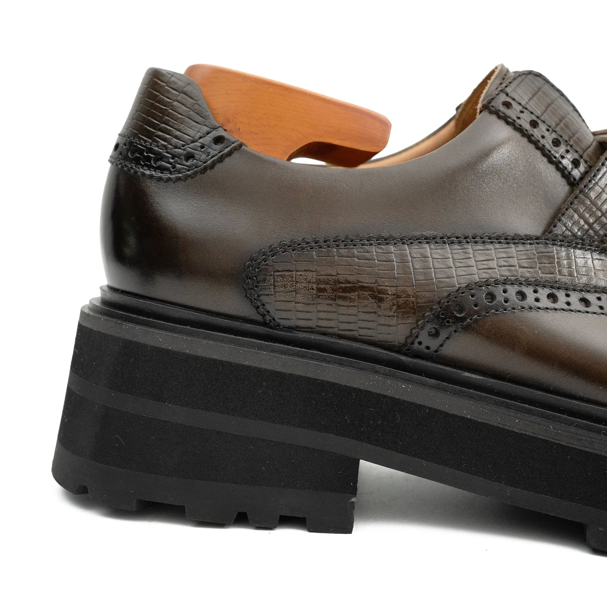 Black Leather Loafer with Lug Sole