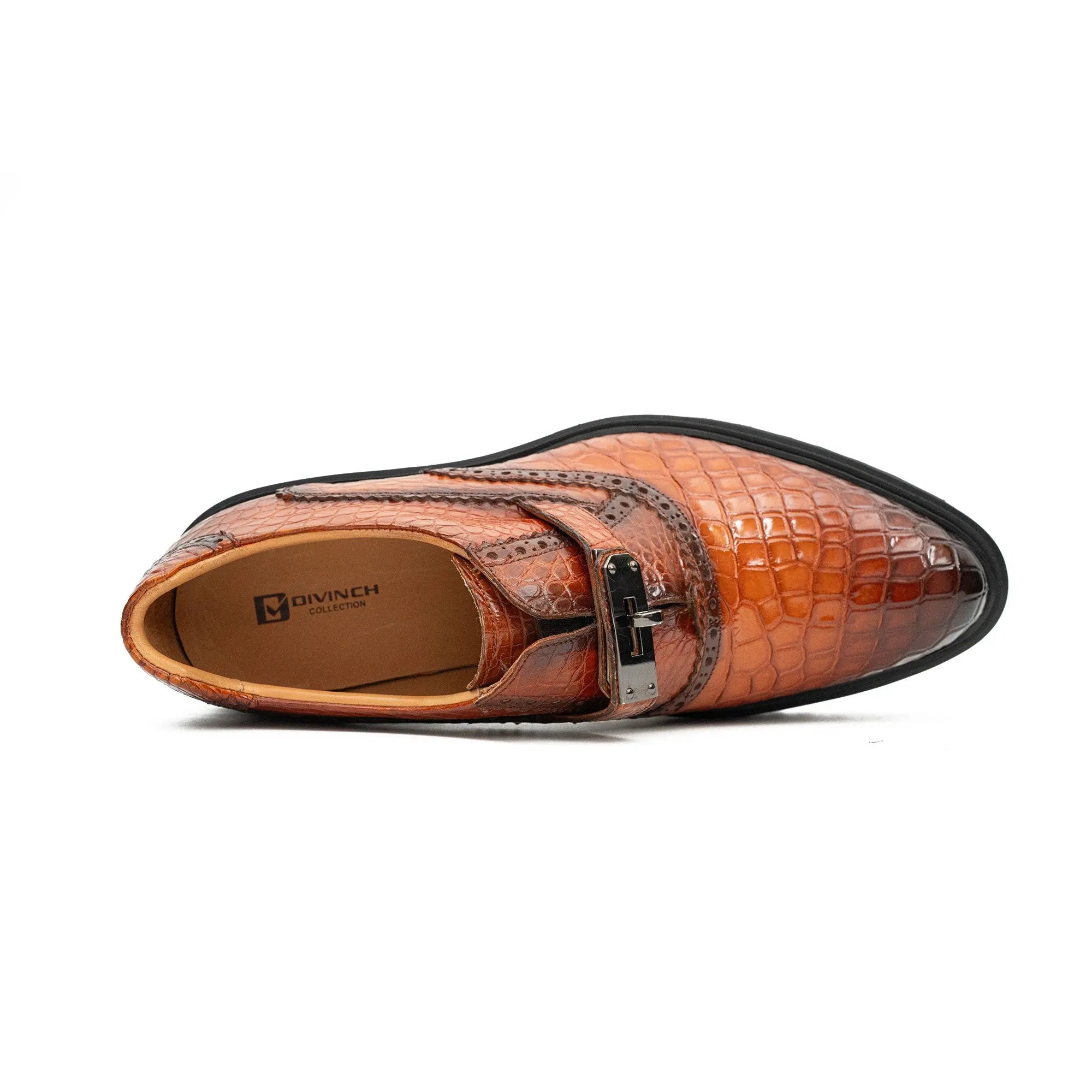 Cognac Crocodile Strap Lug Loafer