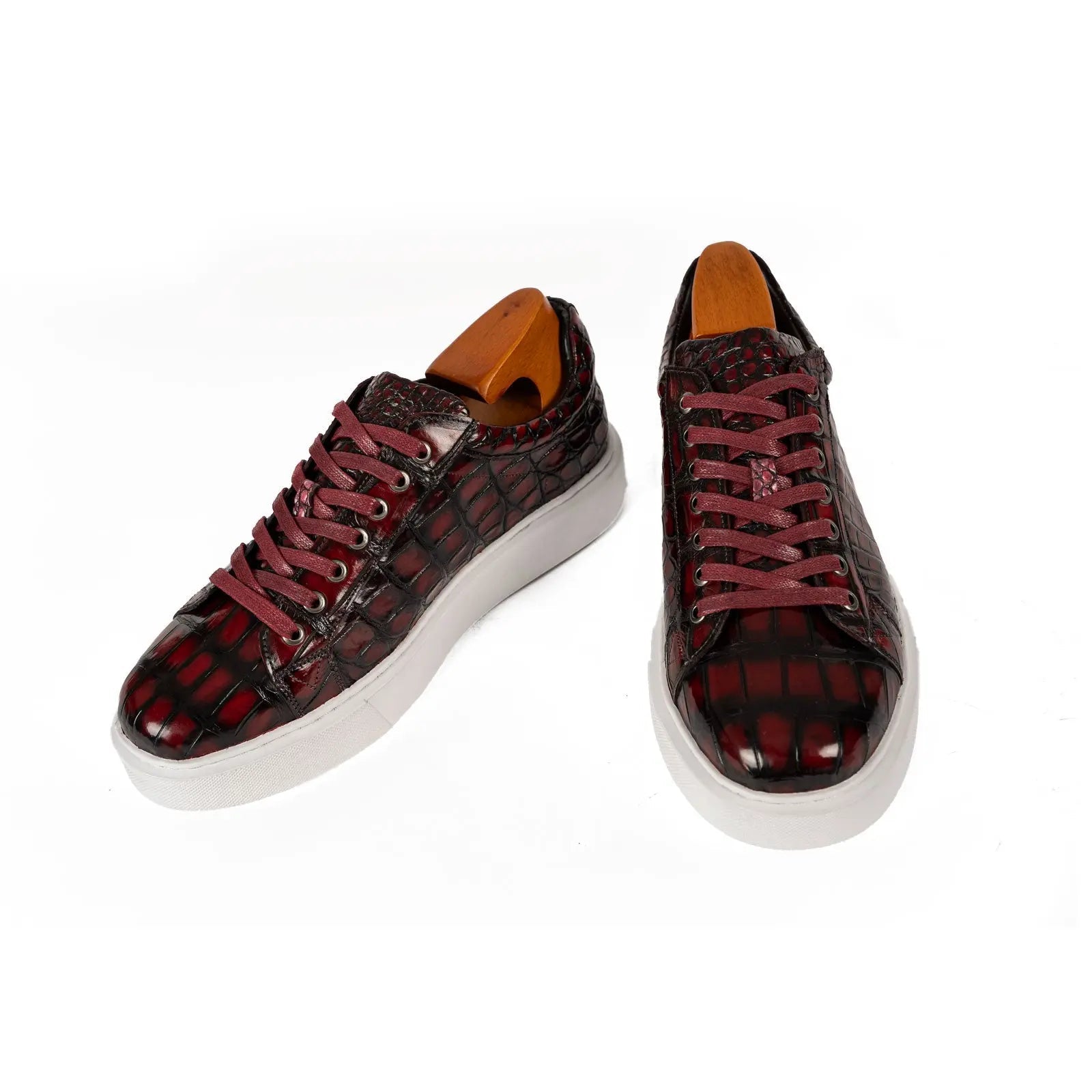 Burgundy Crocodile Court Sneaker