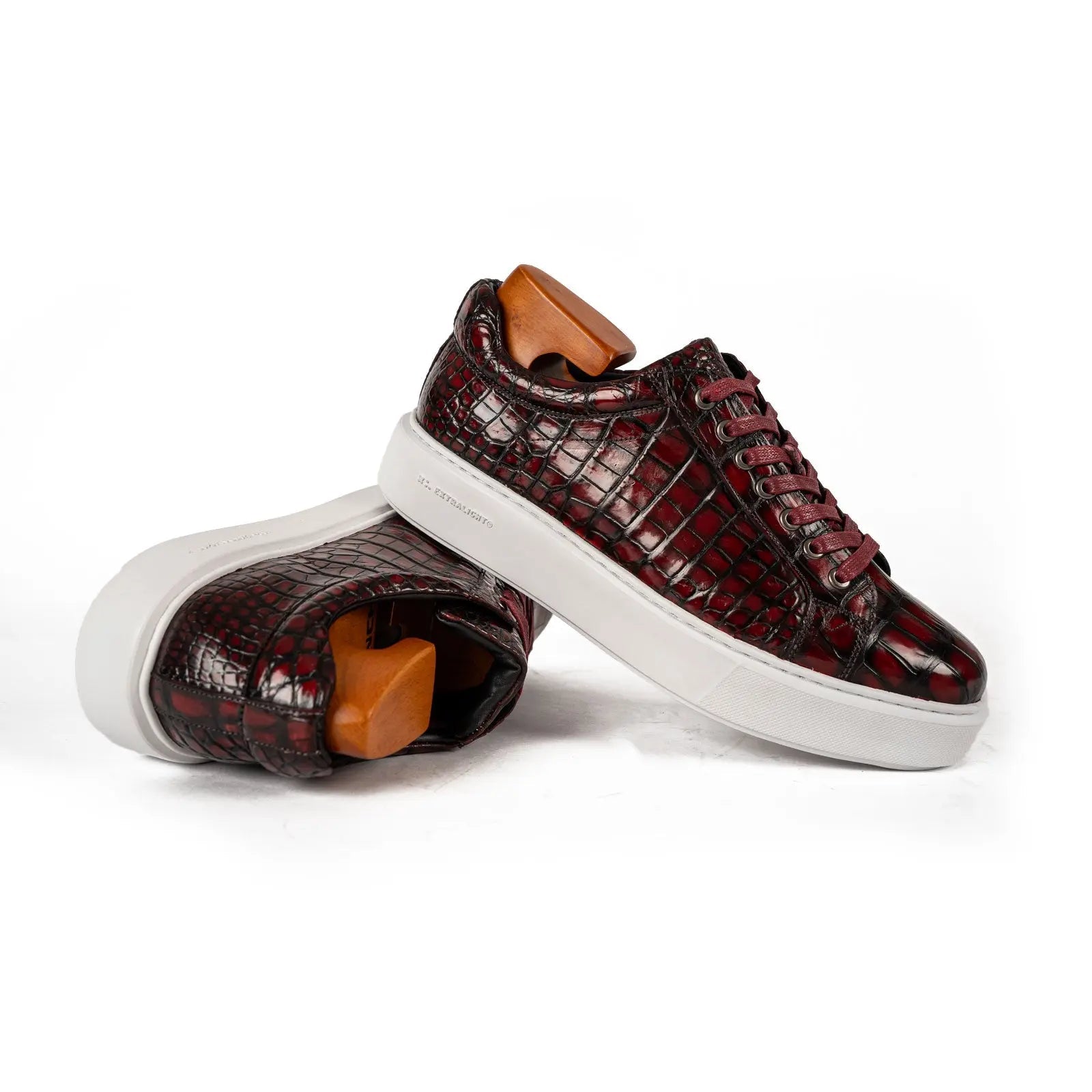 Burgundy Crocodile Court Sneaker