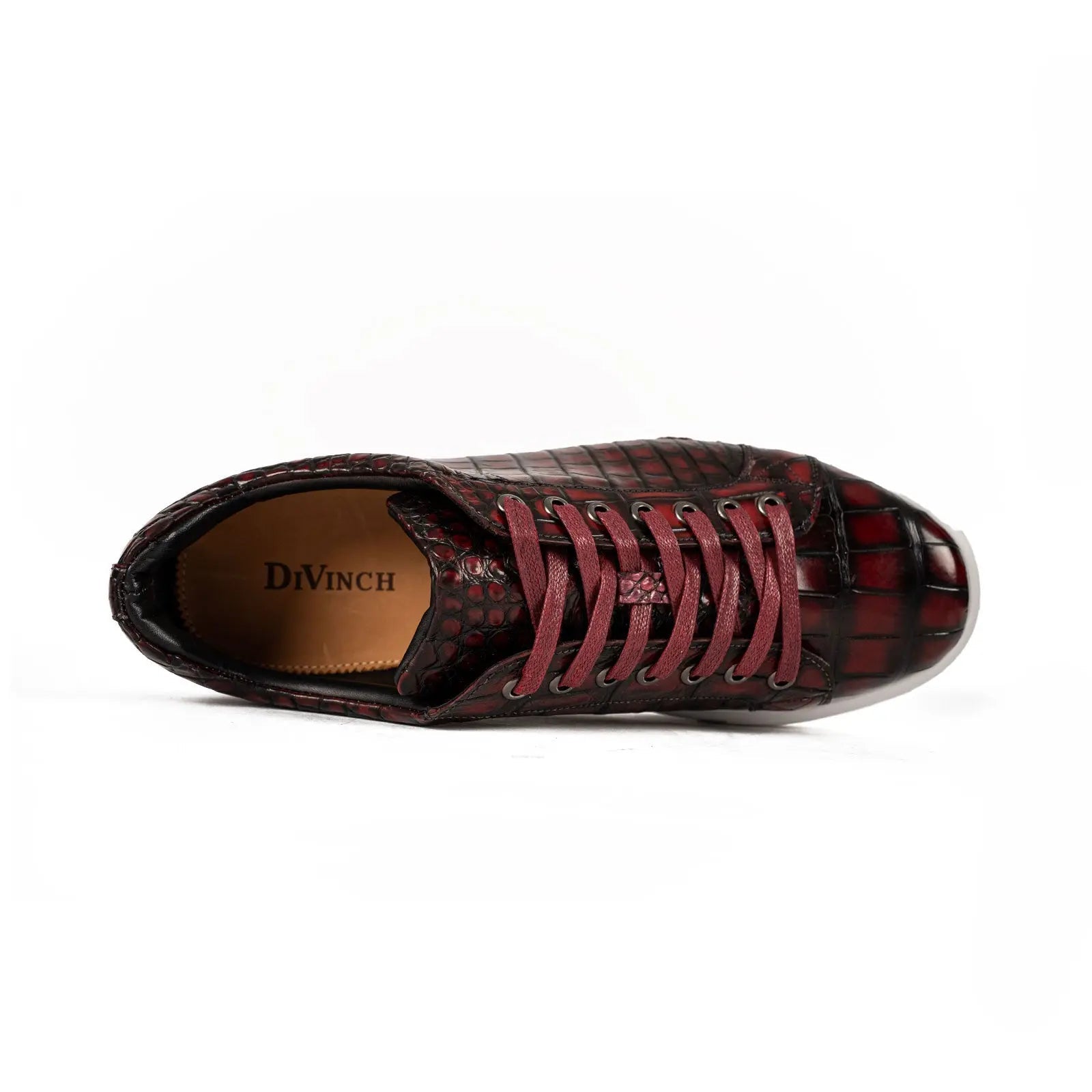 Burgundy Crocodile Court Sneaker