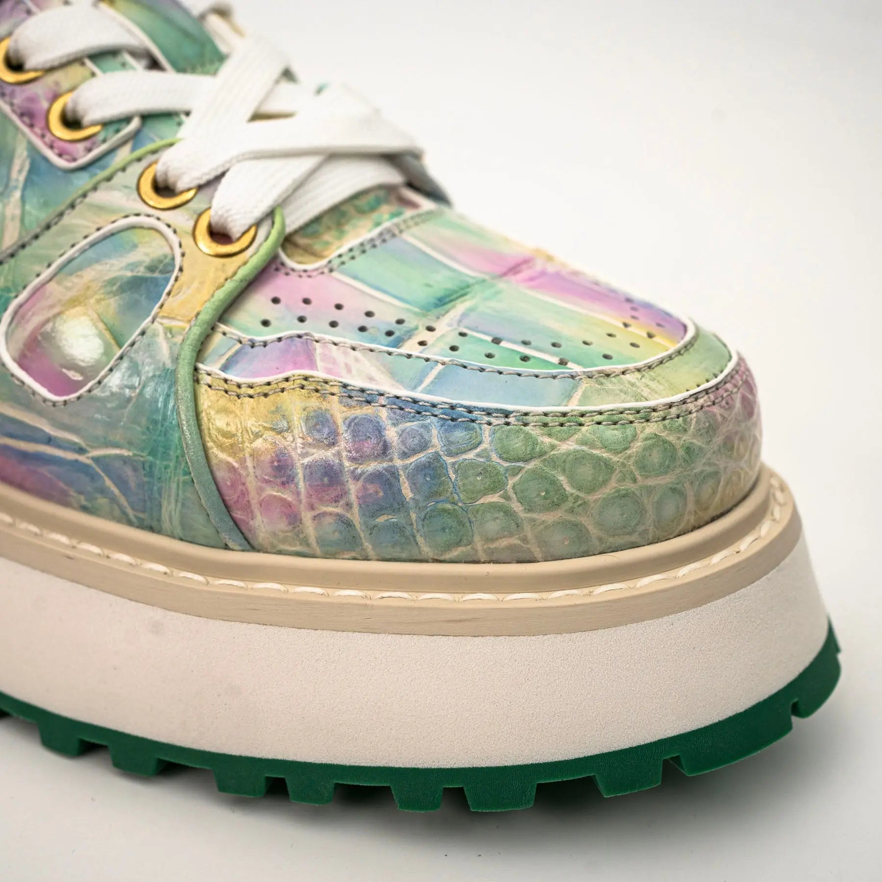 Pastel Crocodile Platform Sneaker