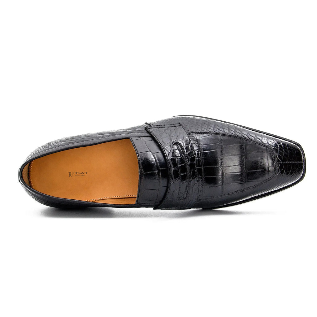 Rossanti Men's Crocodile Leather Loafers branded insole detail
