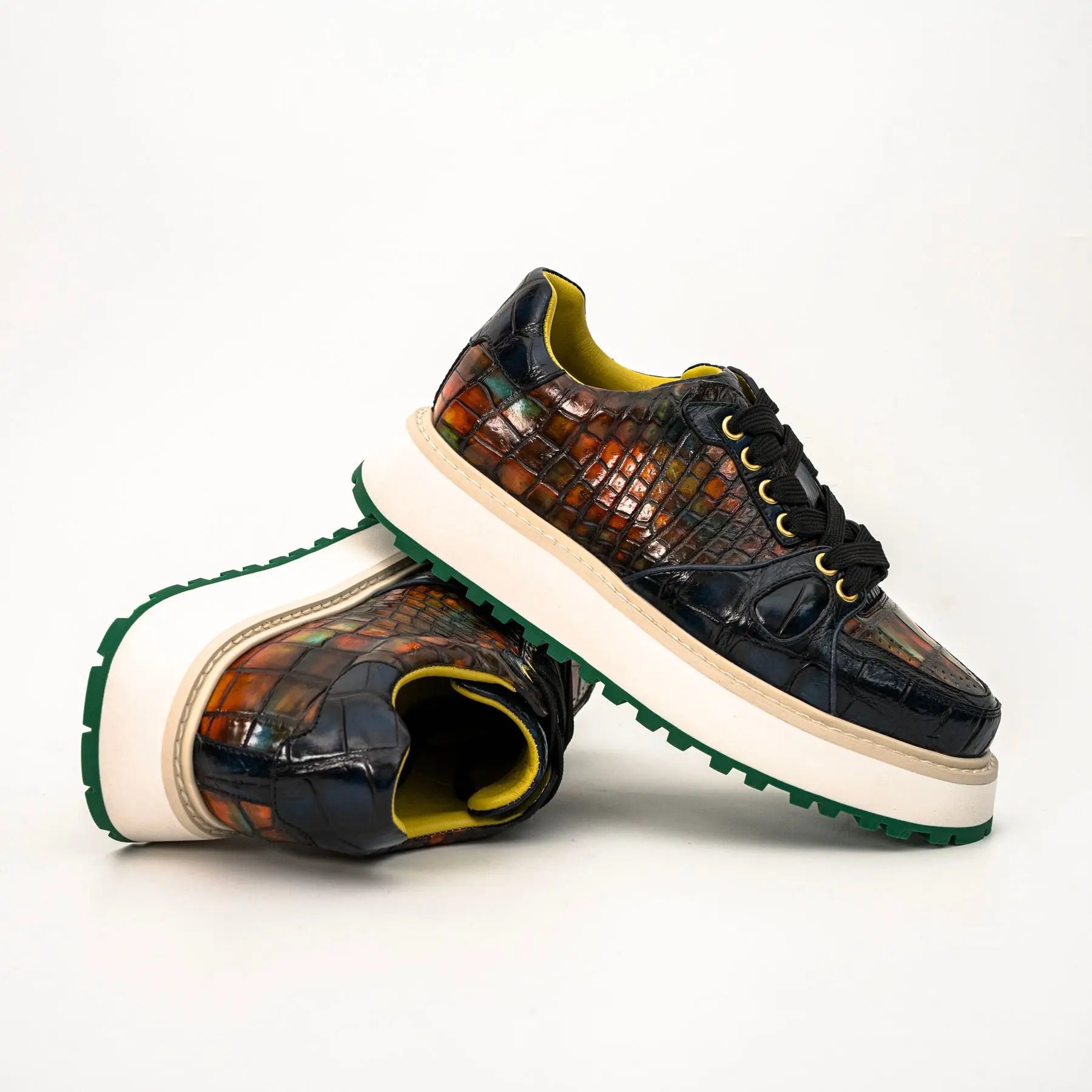 Amber Crocodile Platform Sneaker