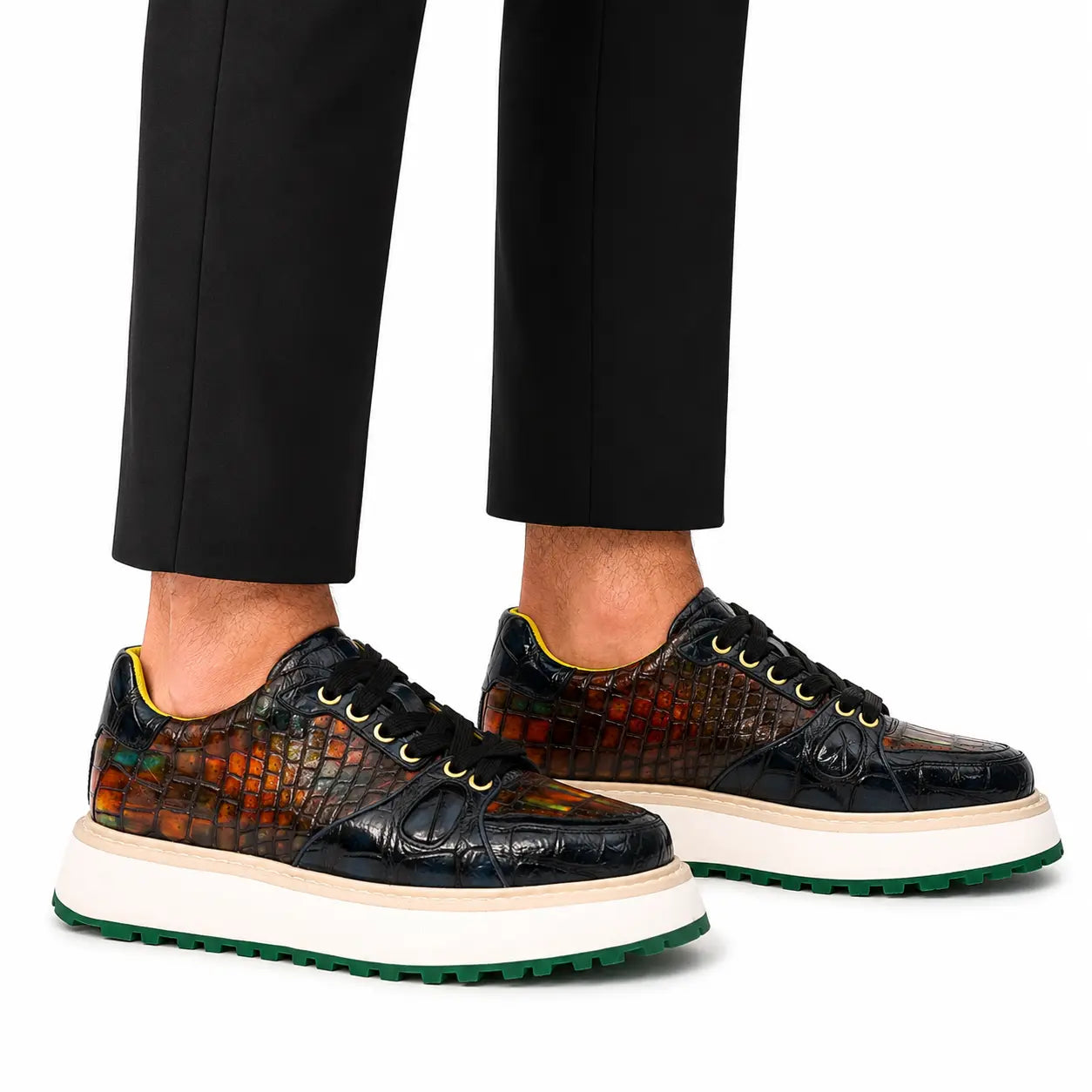 Amber Crocodile Platform Sneaker
