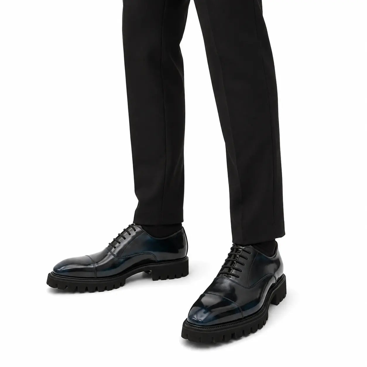 Black Blue Lug-Sole Oxford