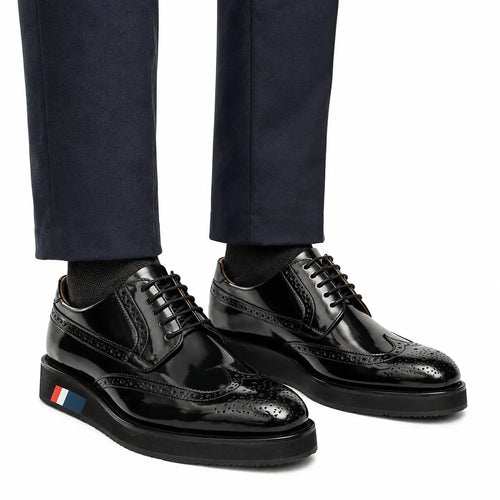 Black Brogue Derby with Black Sole