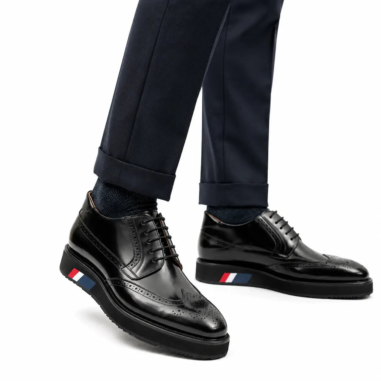 Black Brogue Lace-Up Boots with Foam Sole