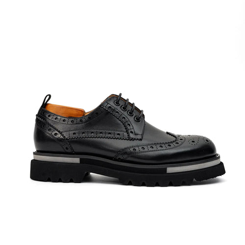 Black Brogue Lug-Sole Derby