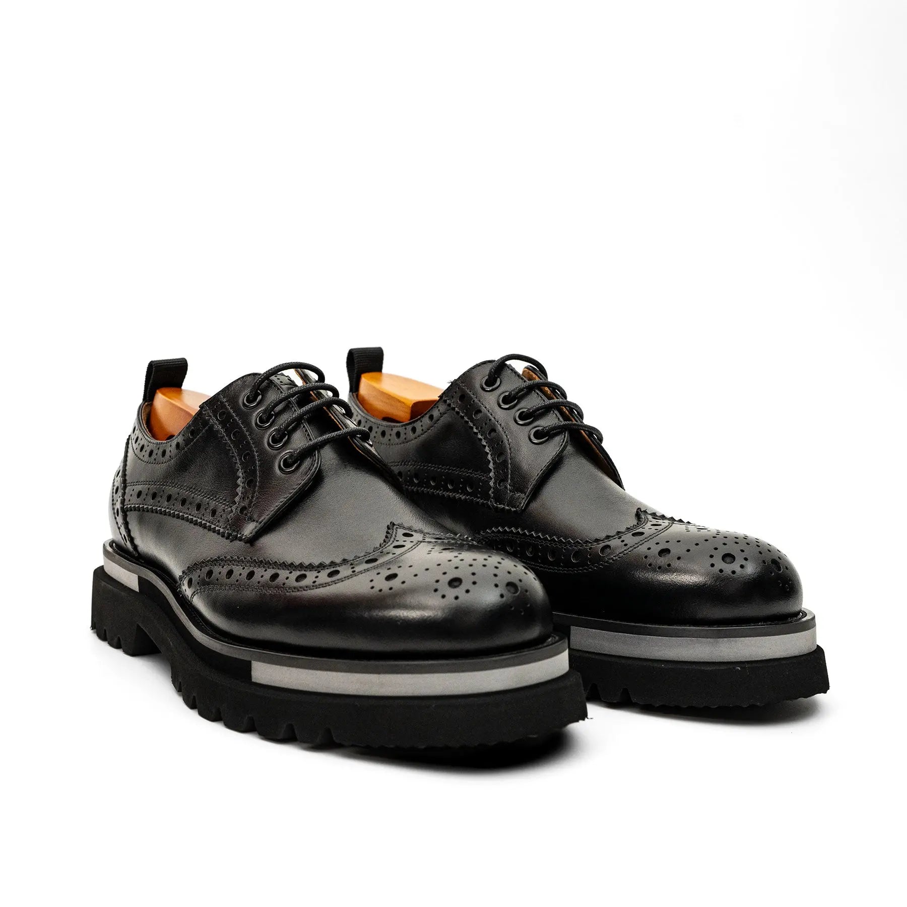Black Brogue Lug-Sole Derby