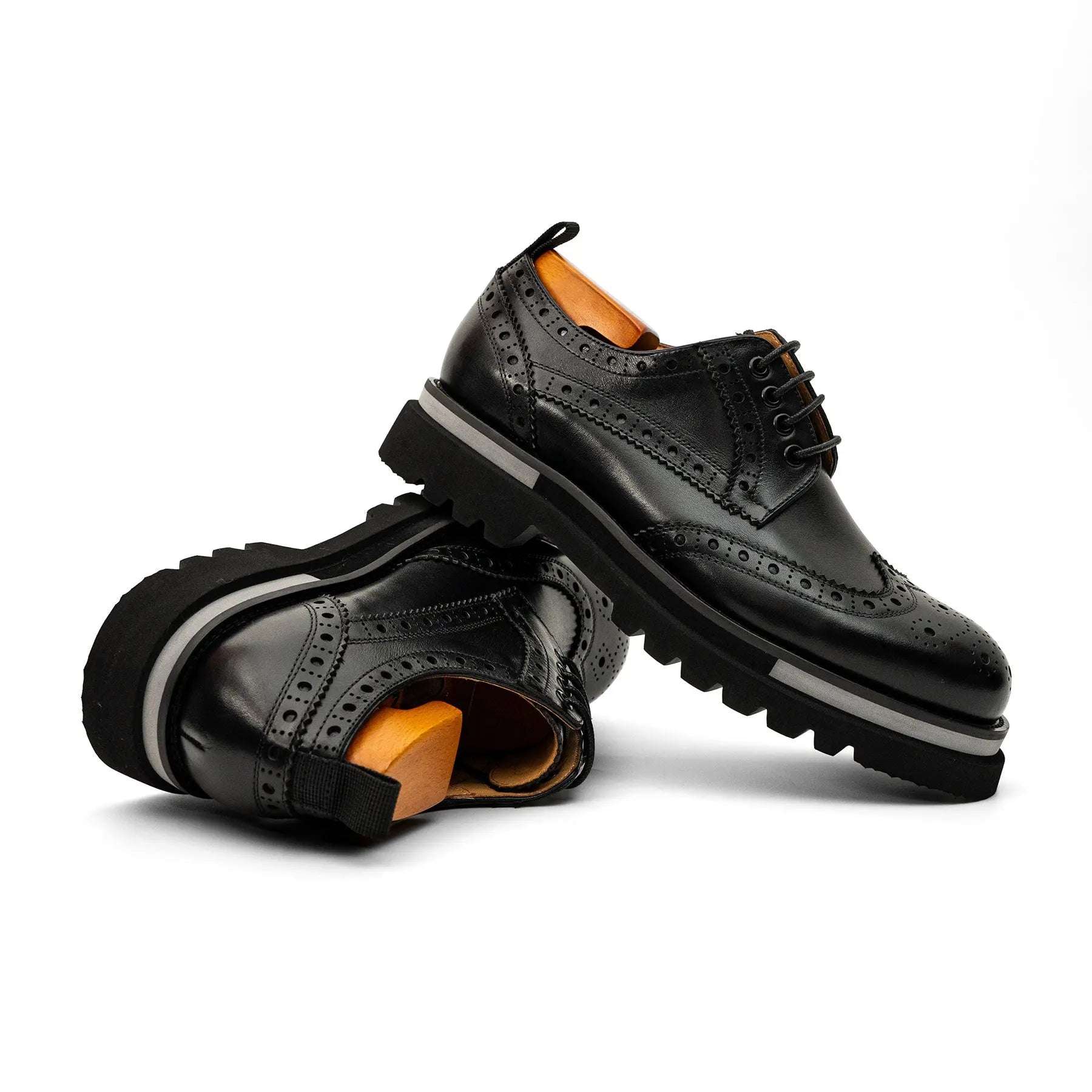 Black Brogue Lug-Sole Derby