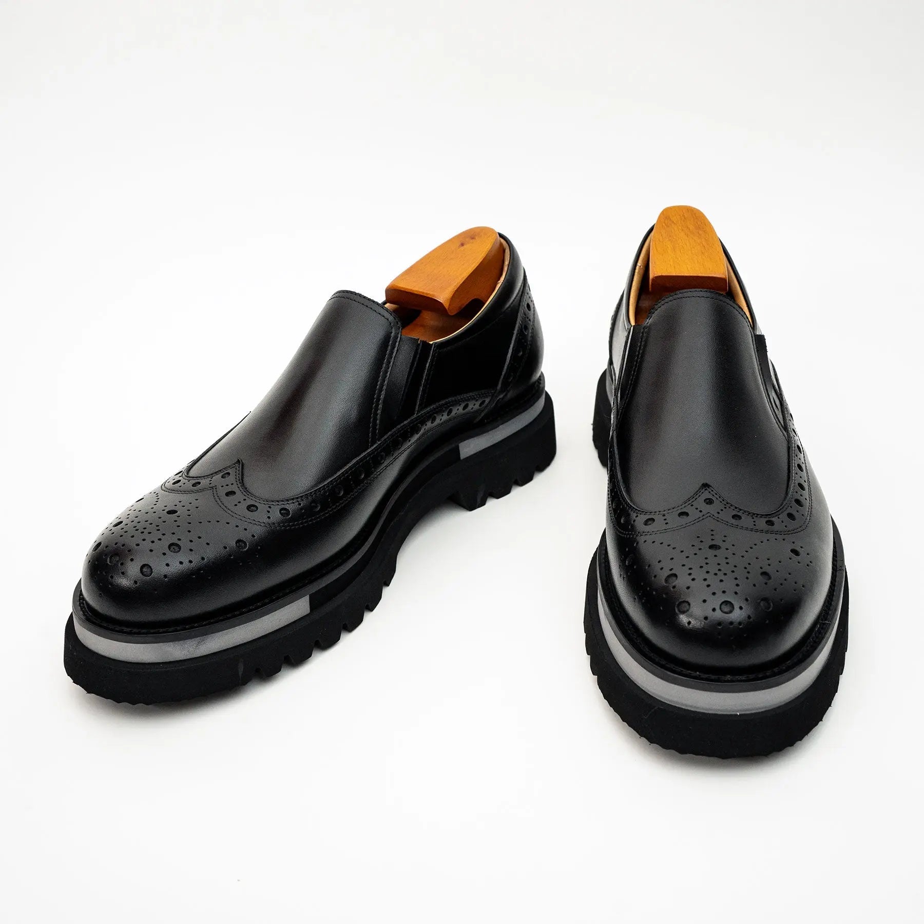 Black Brogue Lug-Sole Loafer