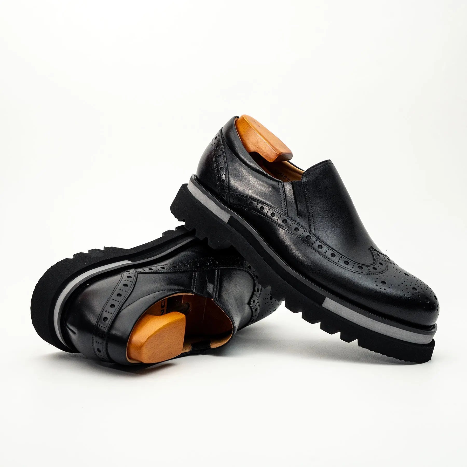 Black Brogue Lug-Sole Loafer