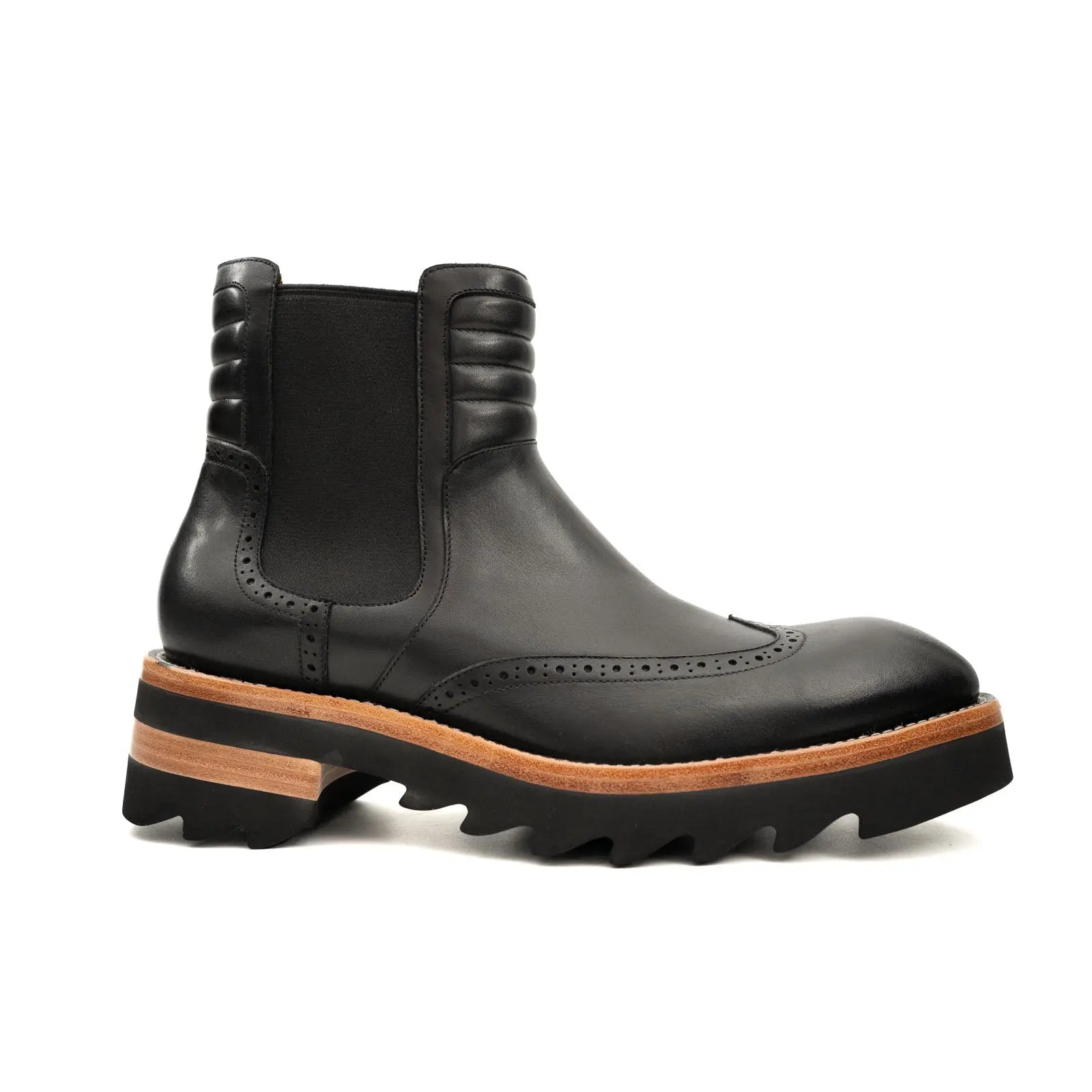 Black Chelsea Boots with Padded Collar