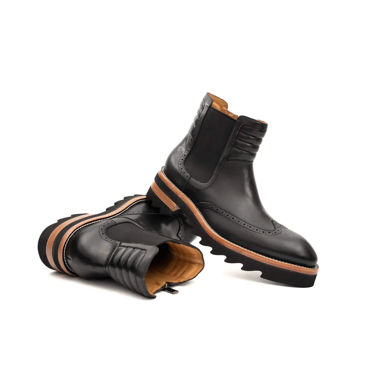 Black Chelsea Boots with Padded Collar