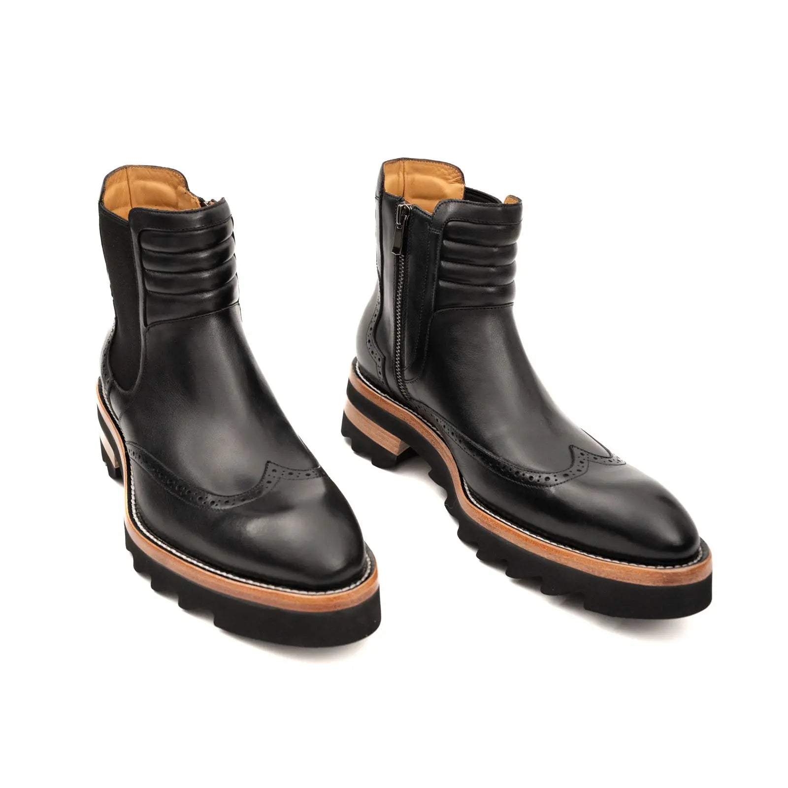Black Chelsea Boots with Padded Collar