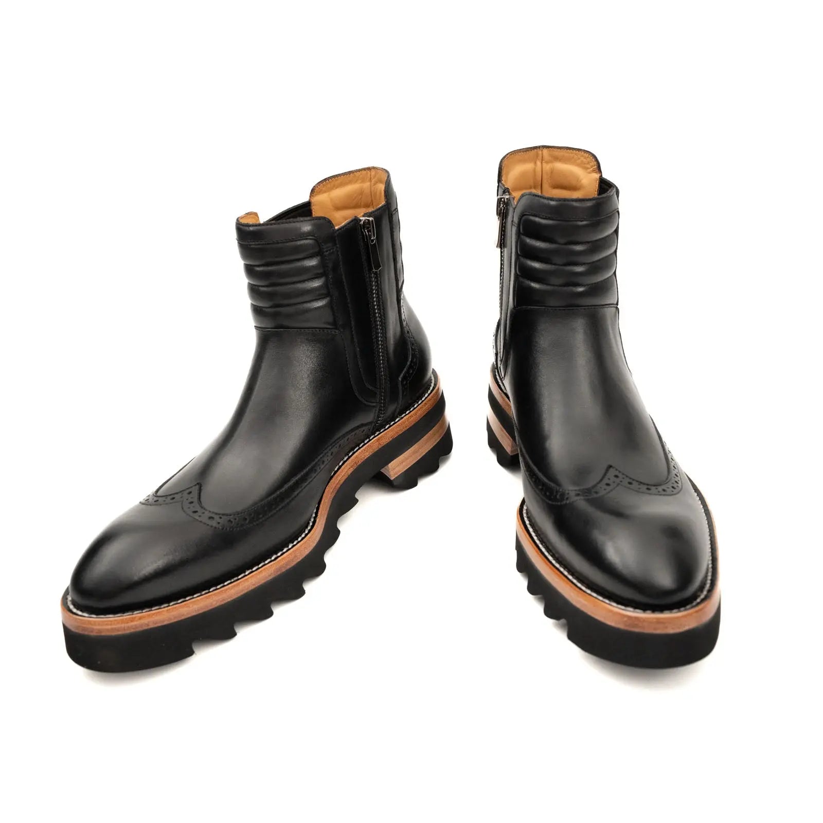 Black Chelsea Boots with Padded Collar