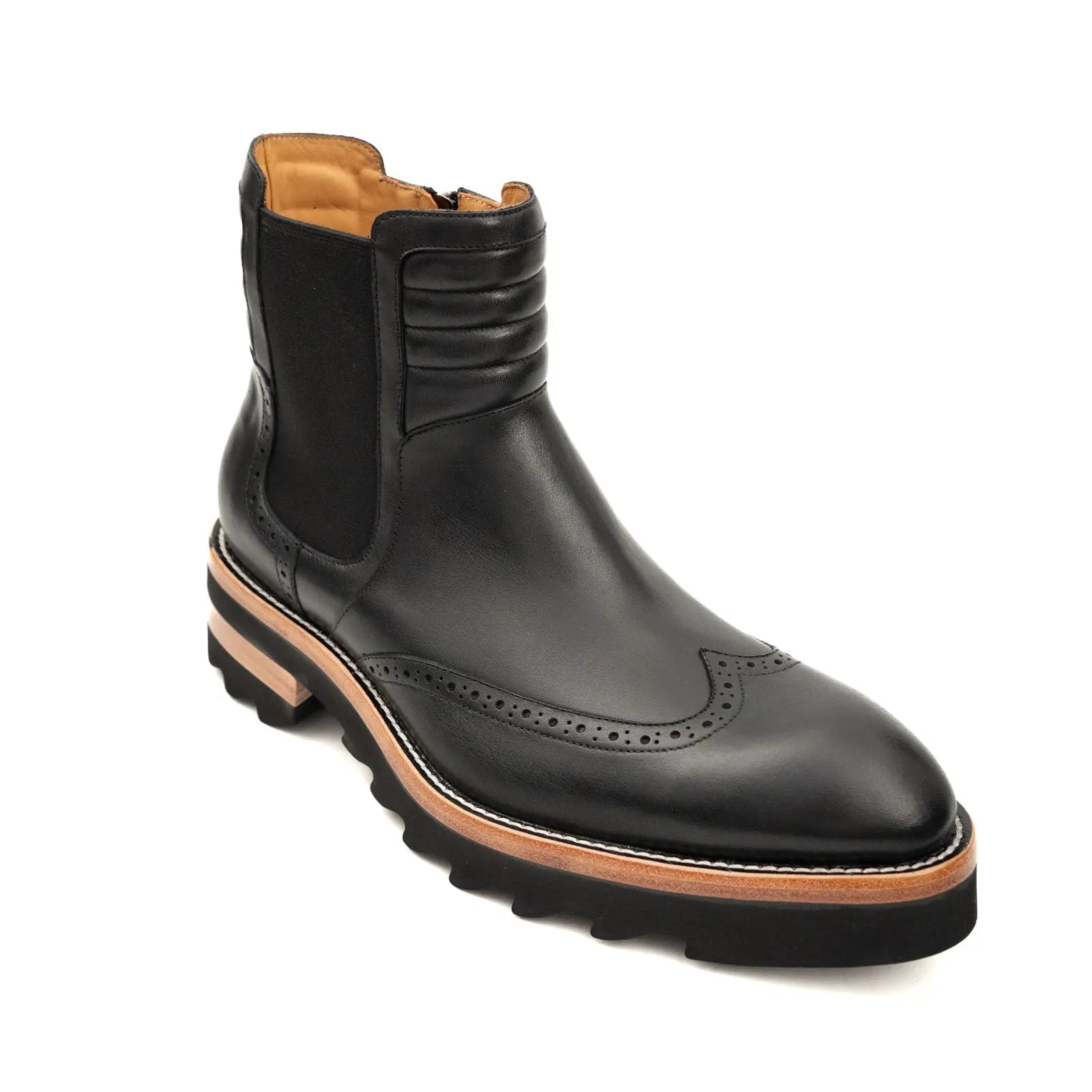 Black Chelsea Boots with Padded Collar