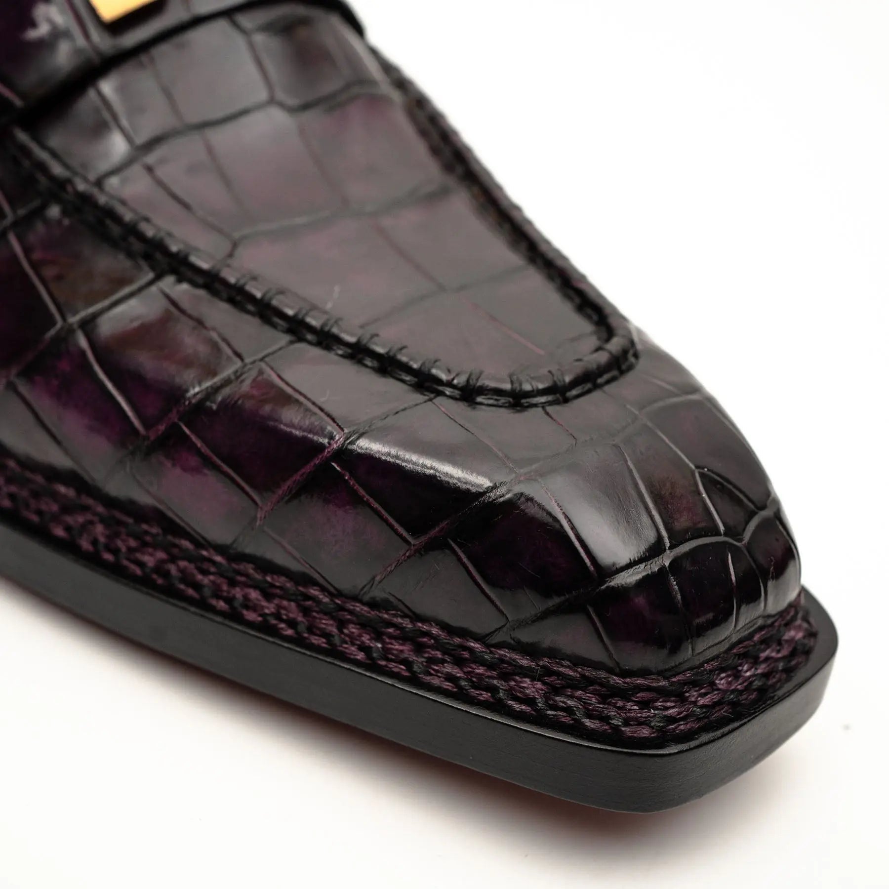 Black Burgundy Crocodile Bit Loafer
