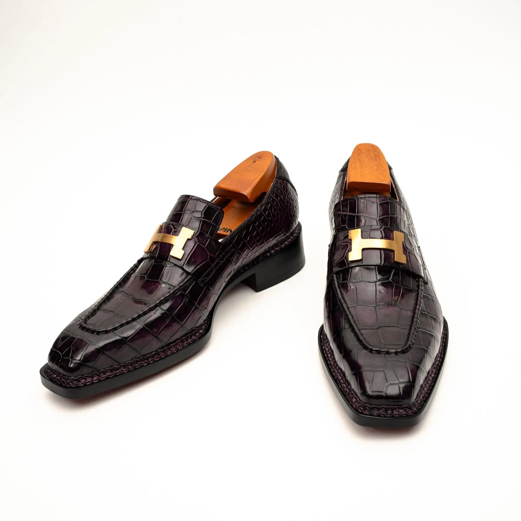 Black Burgundy Crocodile Bit Loafer