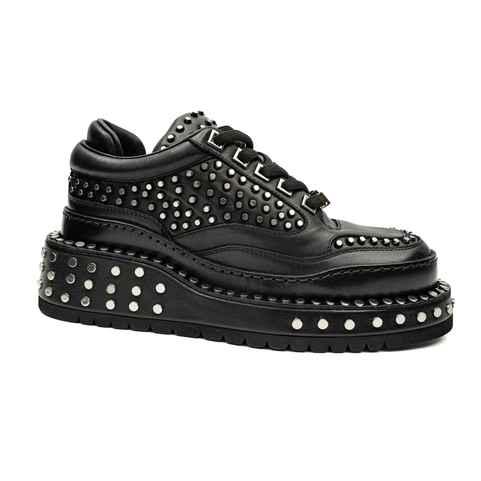 Black Studded Platform Sneaker