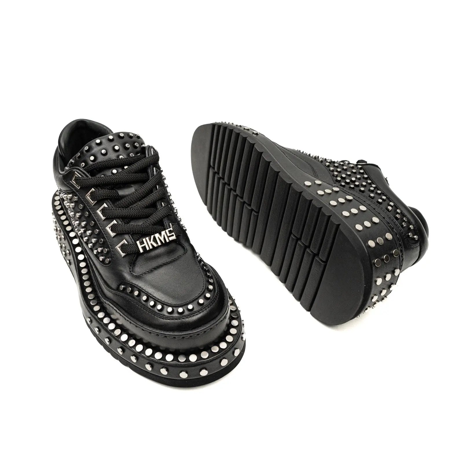 Black Studded Platform Sneaker