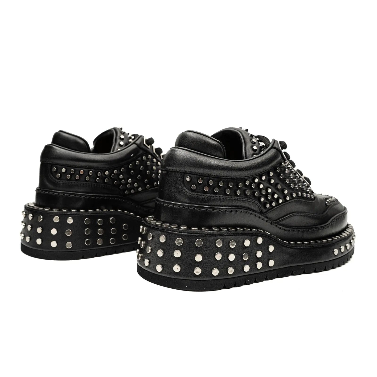 Black Studded Platform Sneaker